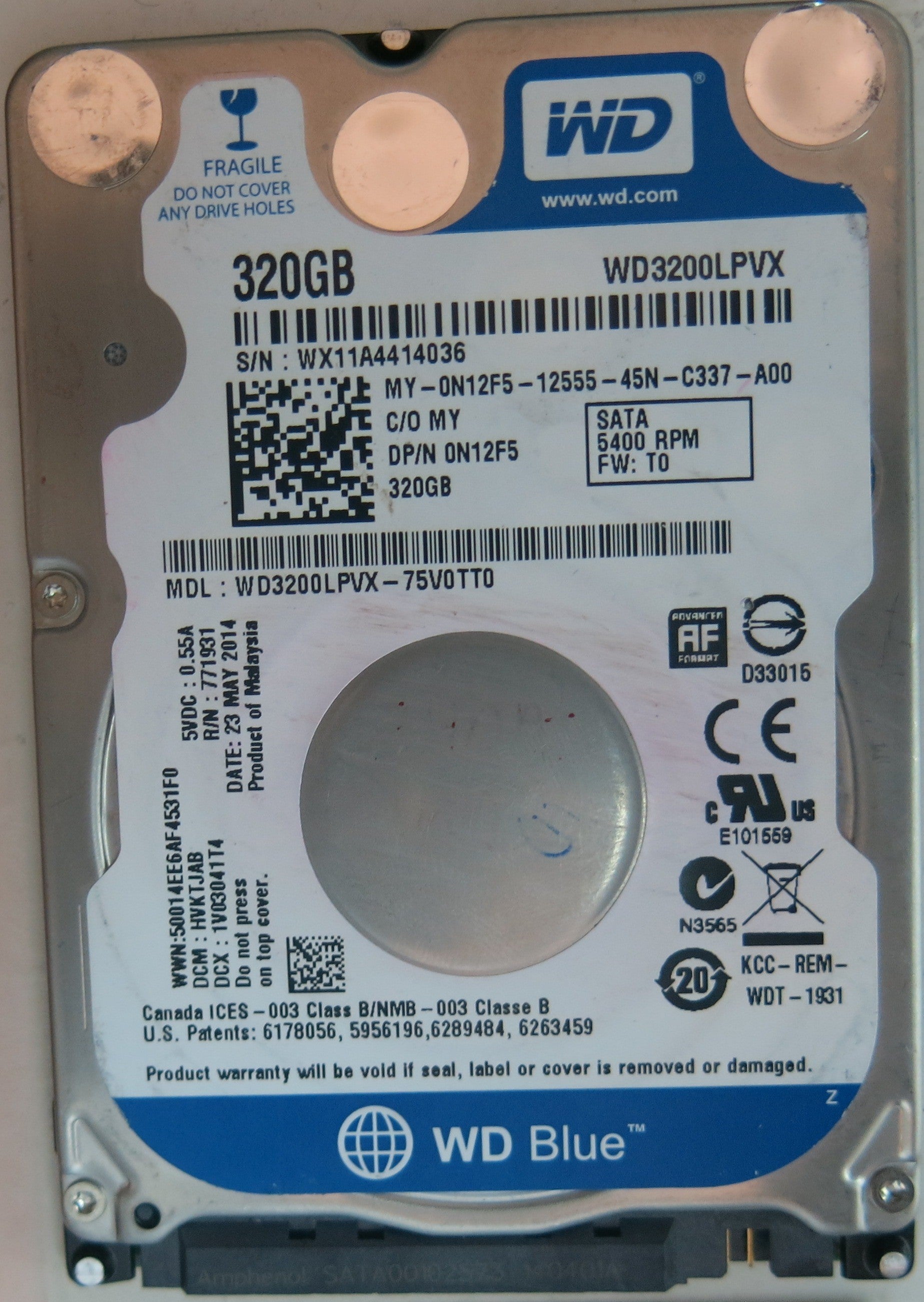 WESTERN DIGITAL WD3200LPVX-75V0TT0 DCM HBKTJAB 320GB