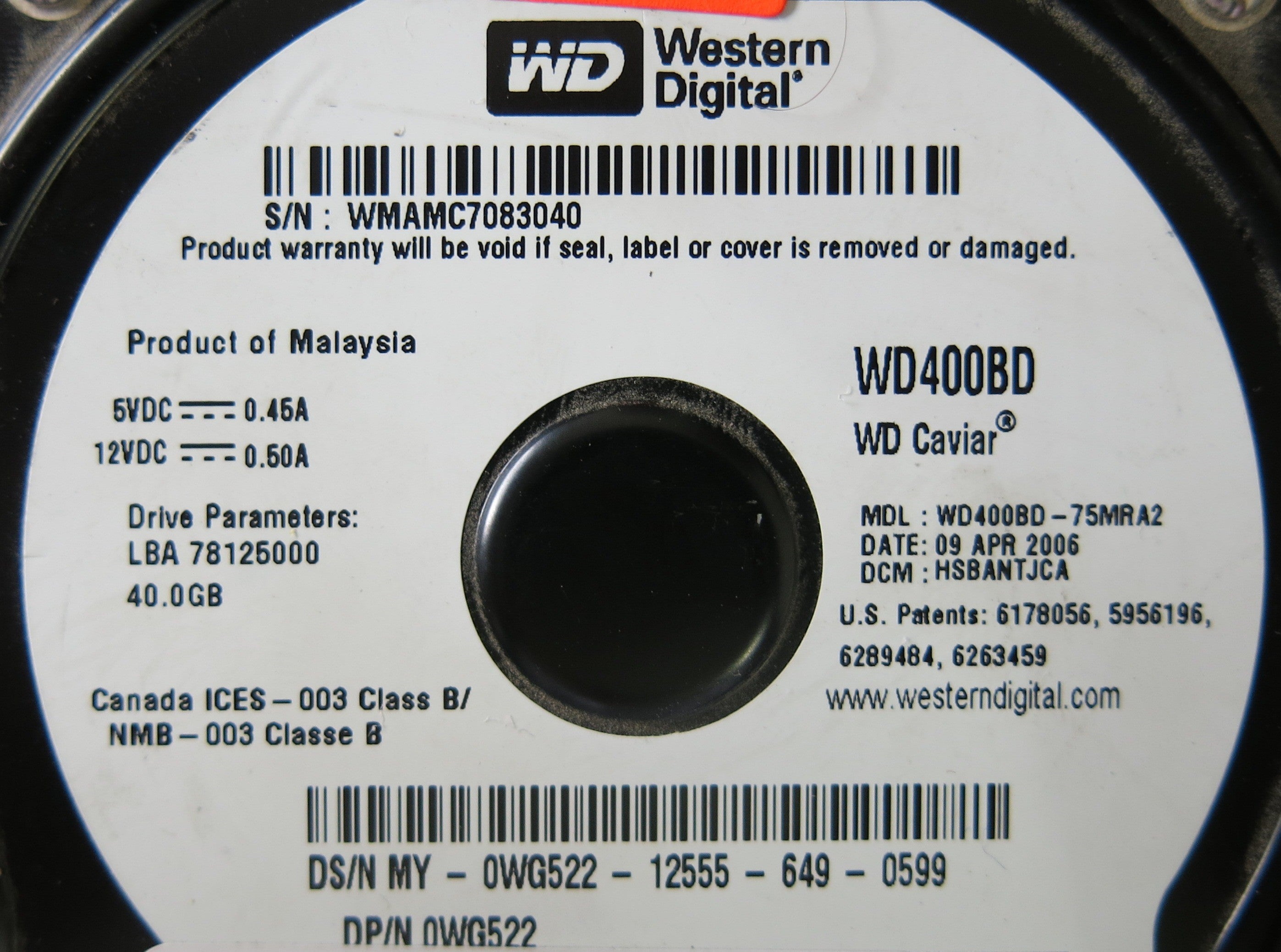 WESTERN DIGITAL WD4008D-75MRA2 2060-701335-005 REV A PCB