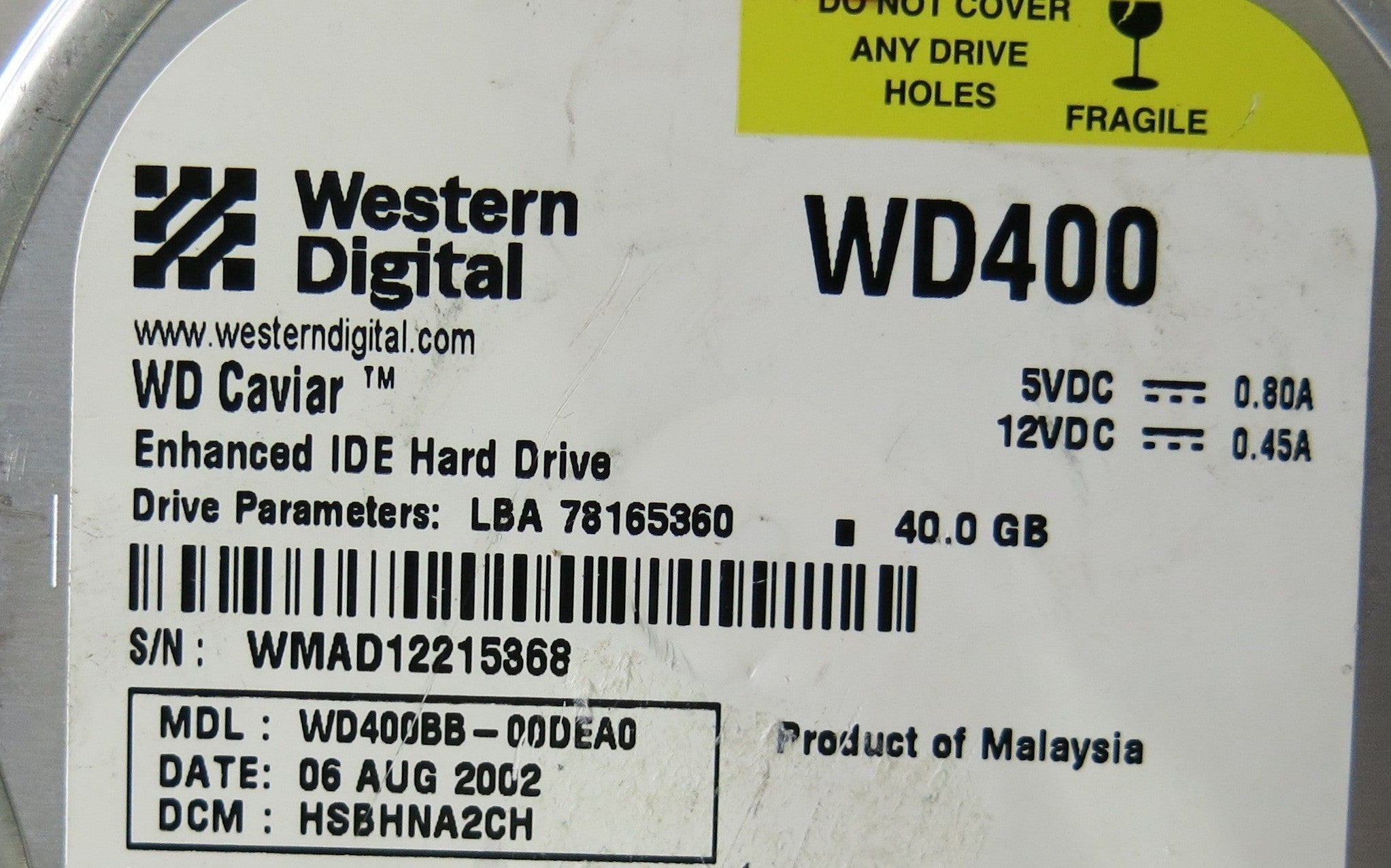 WESTERN DIGITAL WD400BB-00DEA0 2060-001129-001 REV A PCB