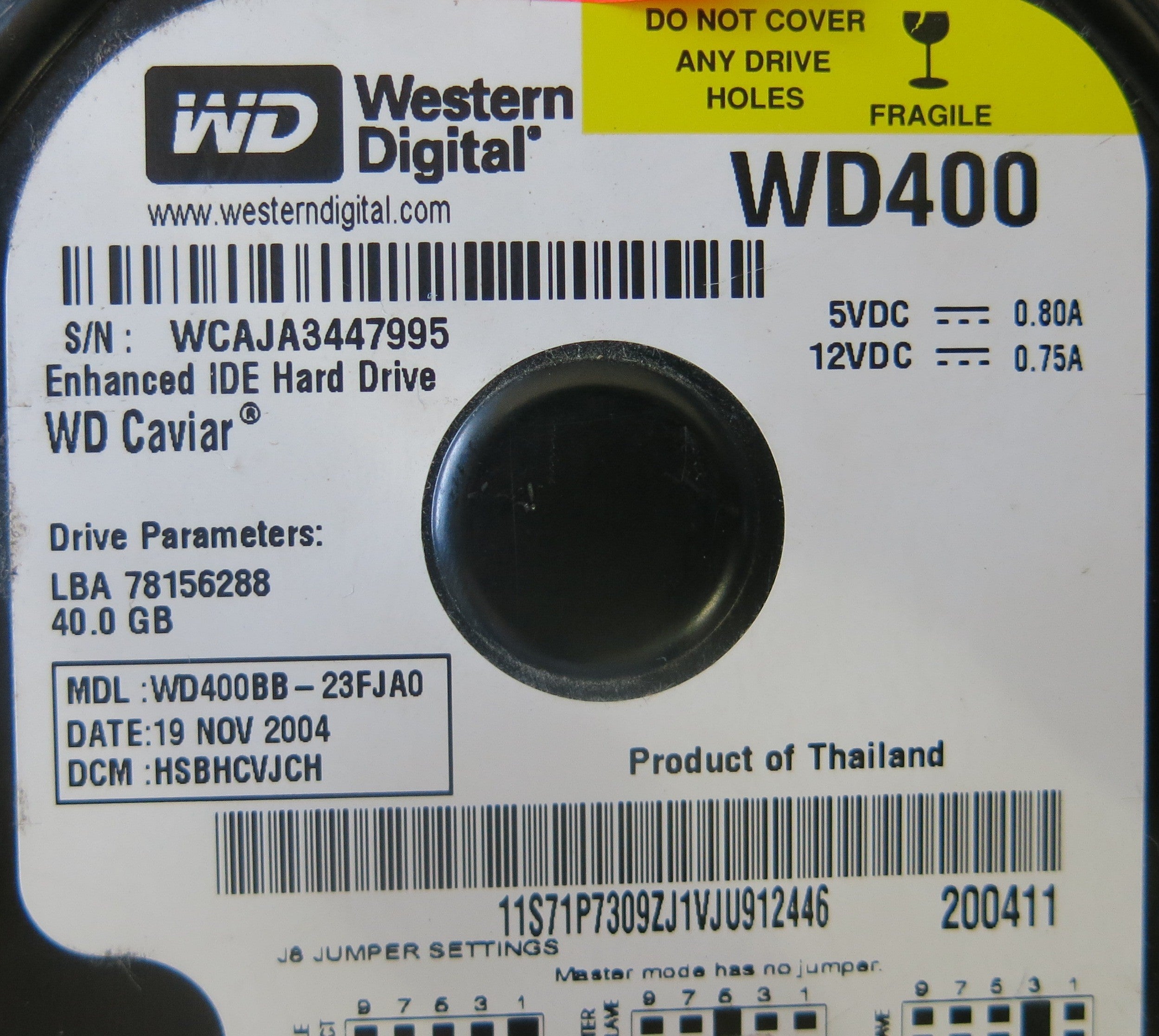 WESTERN DIGITAL WD400BB-23FJA0 2060-001130-012 REV A PCB