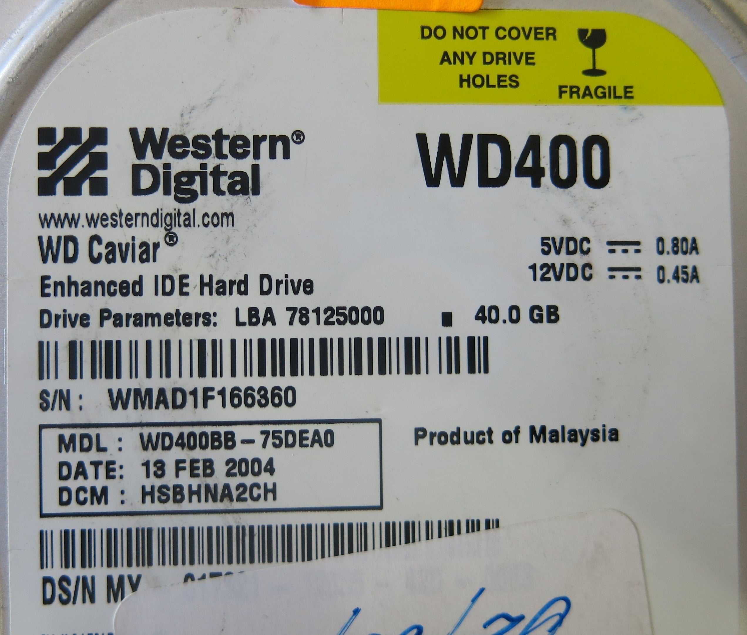 WESTERN DIGITAL  WD400BB-75DEA0  2060-001129-001 REV A PCB