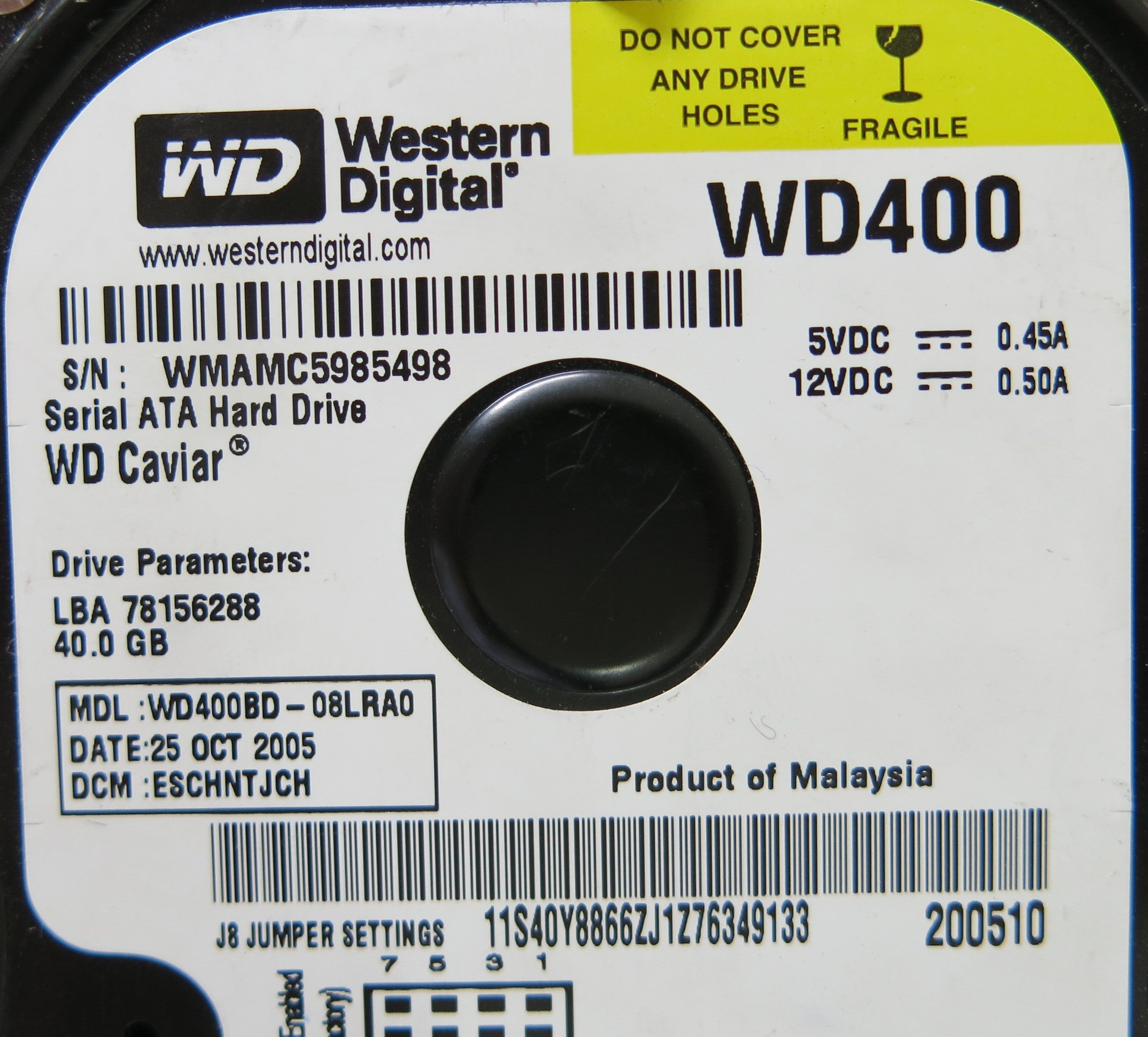 WESTERN DIGITAL WD400BD-08LRA0 2060-701335-003 REV B PCB