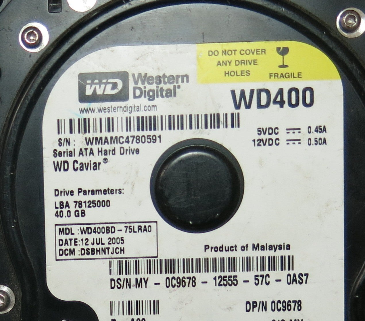 WESTERN DIGITAL WD400BD-75LRA0, DCM 2060-701335-003 REV A,  PCB