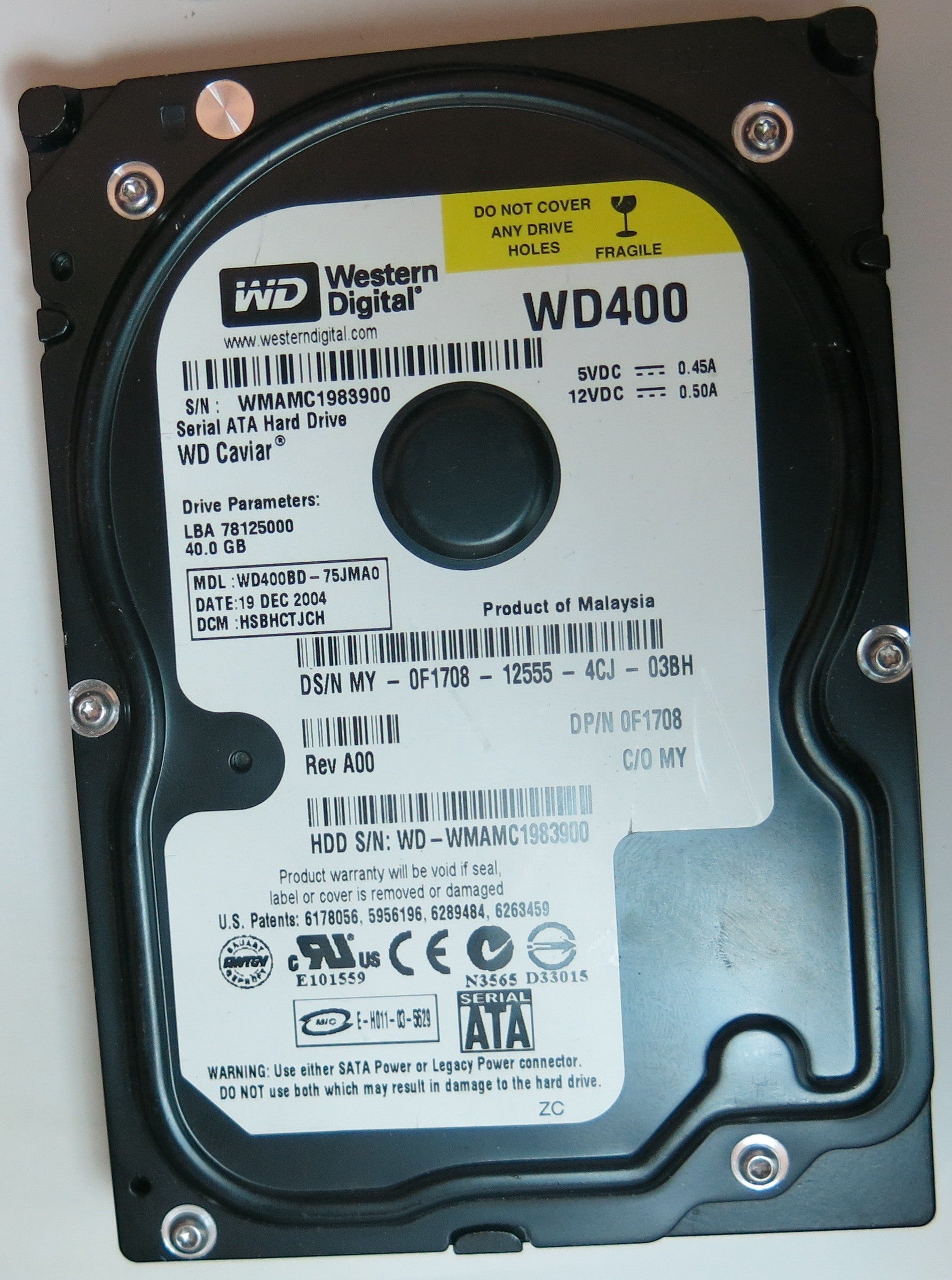 WESTERN DIGITAL WD400BD-75MA0 DCM HSBHCTJCH 40GB