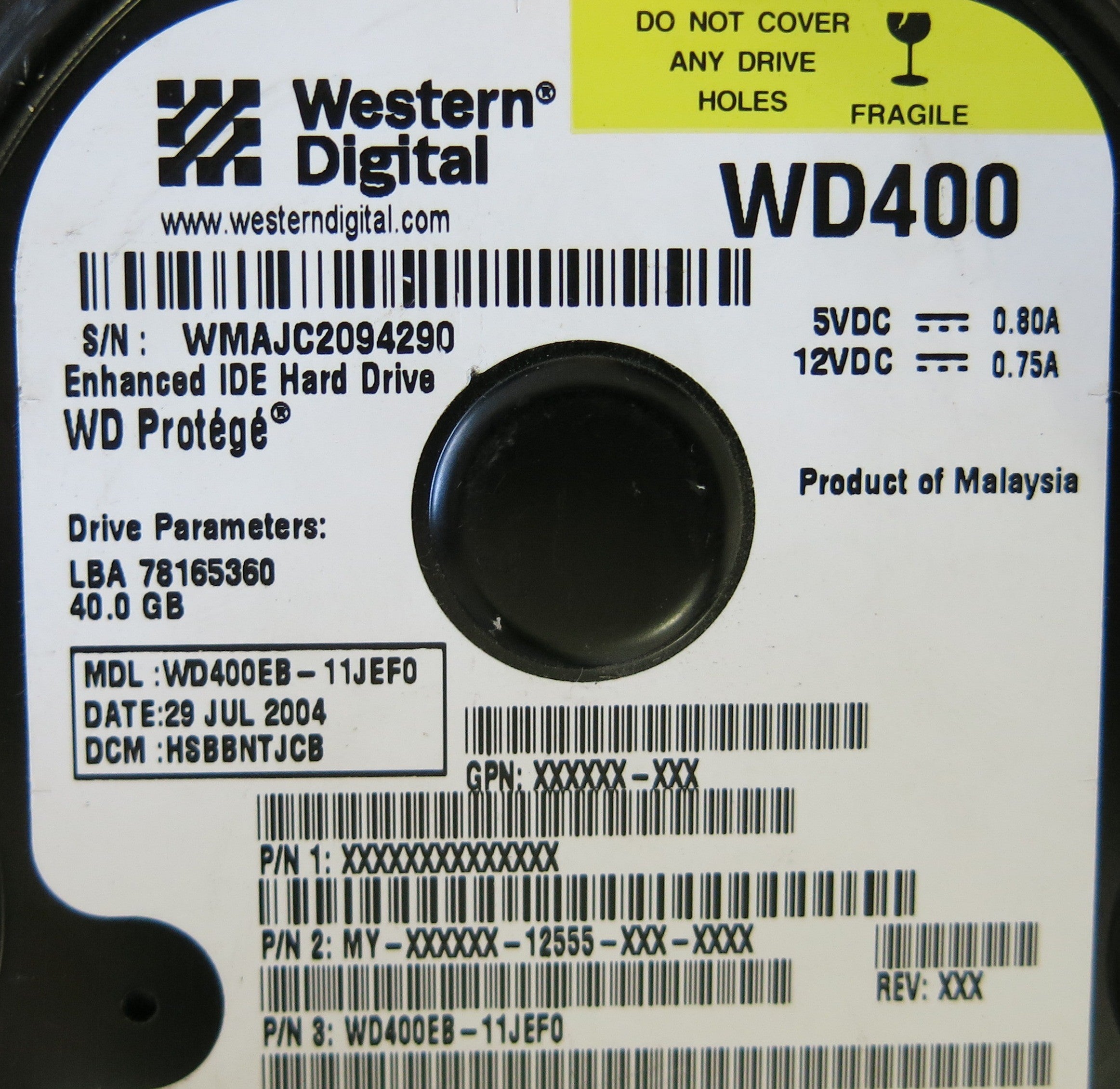 WESTERN DIGITAL WD400EB-11JEF0 2060-001130-012 REV A PCB