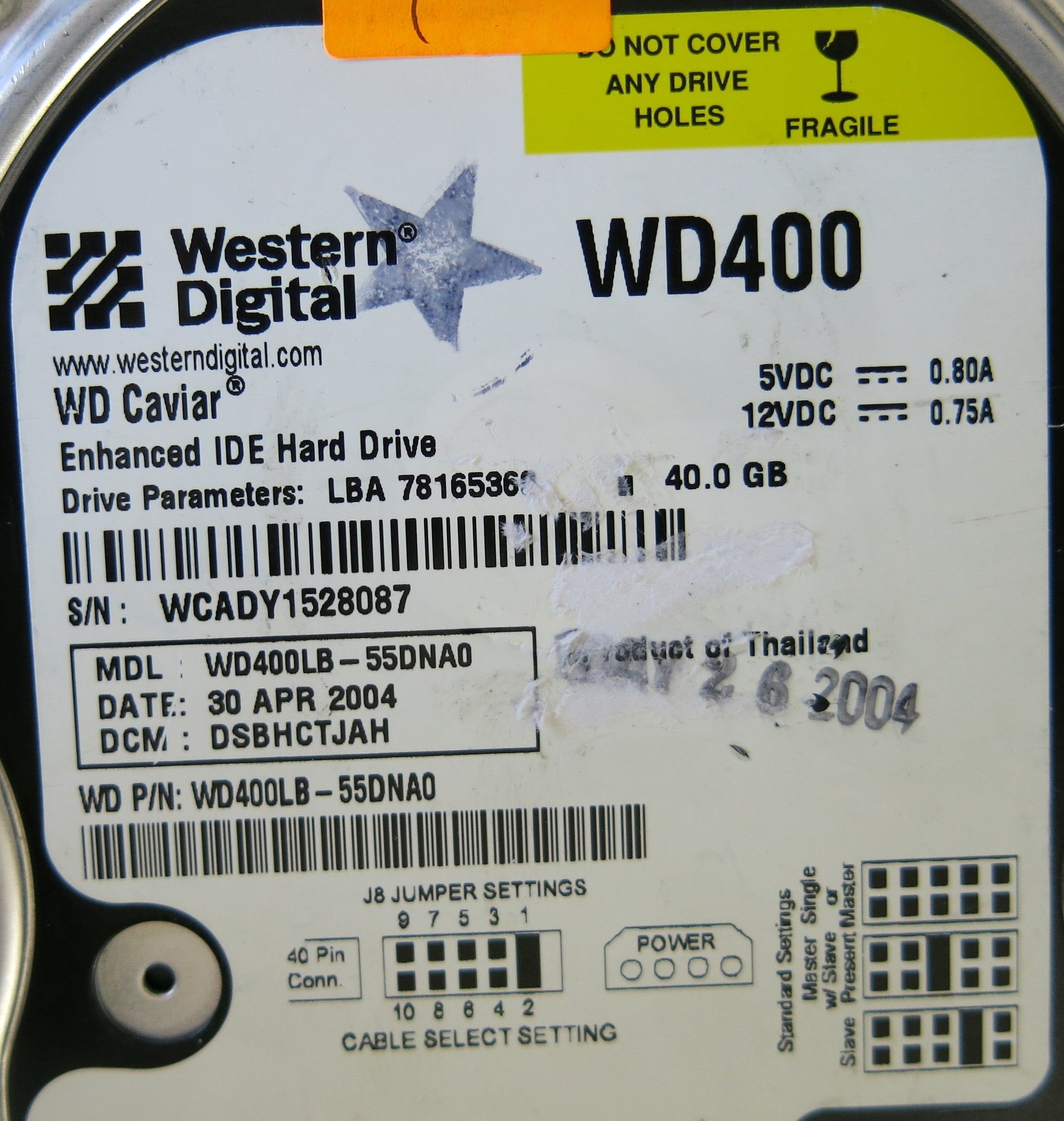WESTERN DIGITAL WD400LB-55DNA0 2060-001159-006 REV A PCB