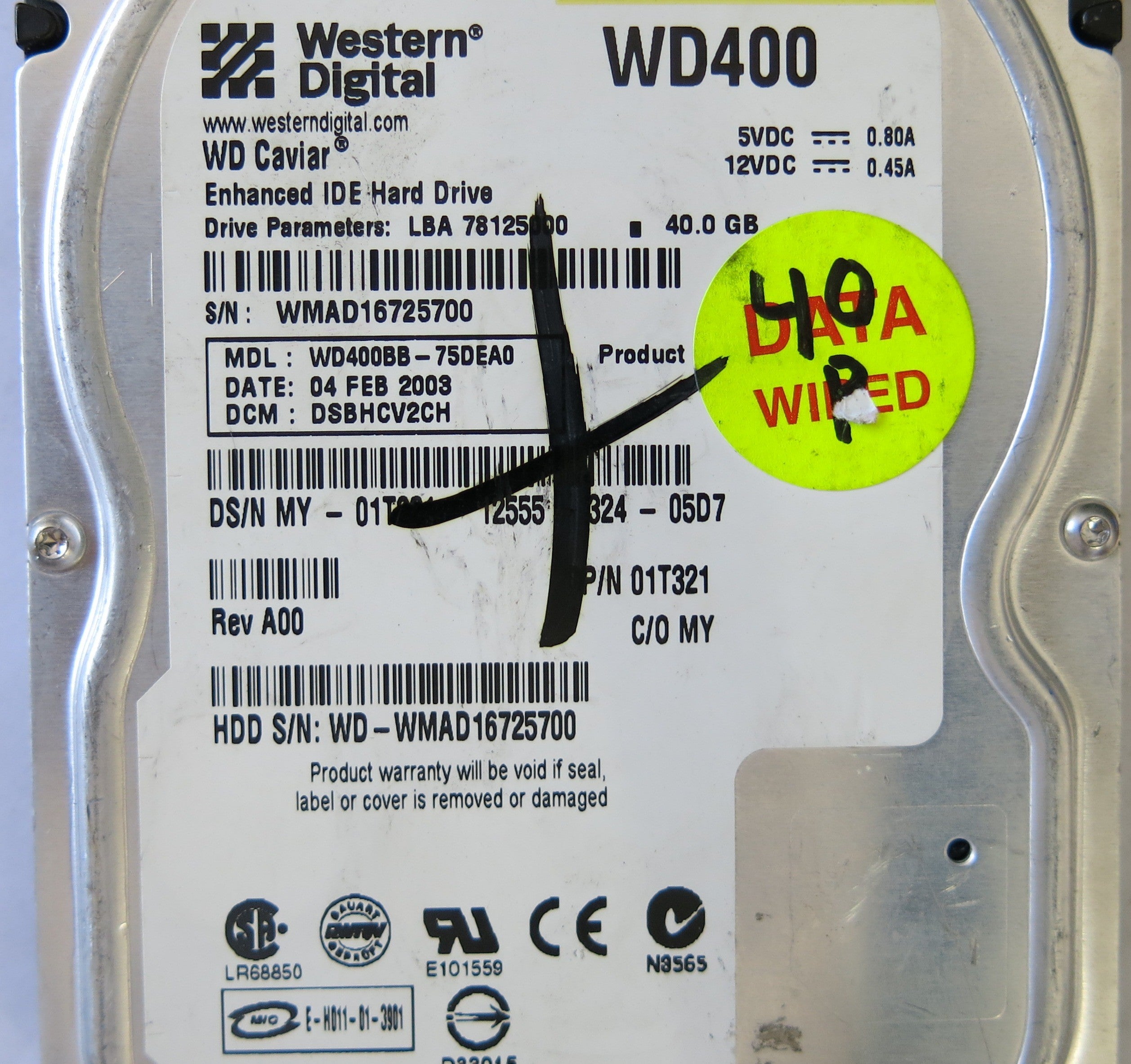 WESTERN DIGITAL WD40BB-75DEA0 2060-001129-001 REV A PCB