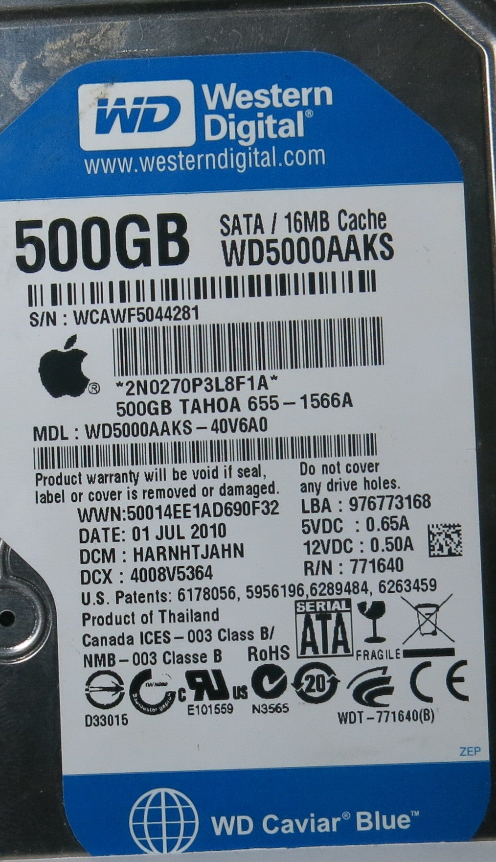 WESTERN DIGITAL WD5000AAKS-40V6A0,  PCB