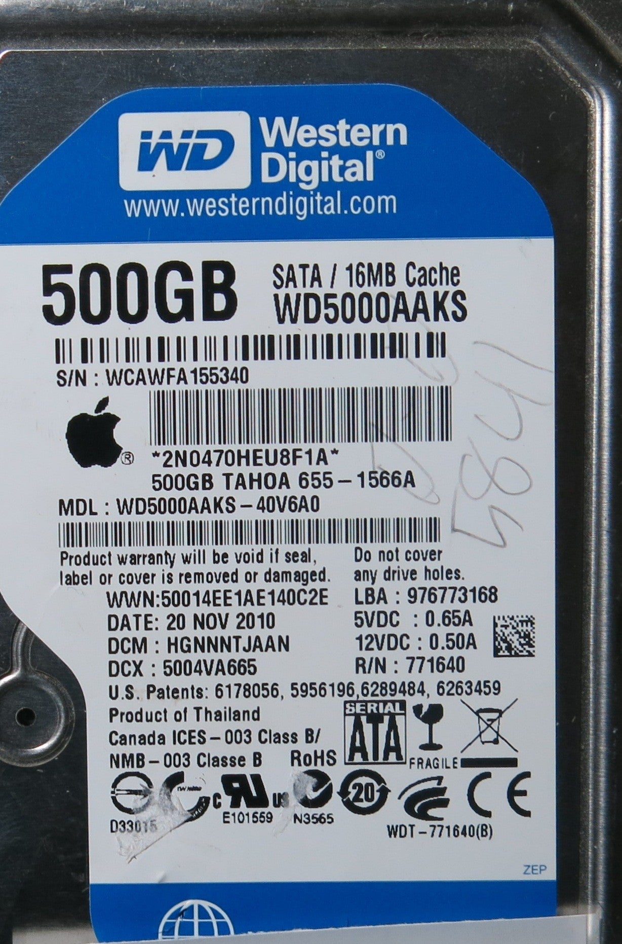 WESTERN DIGITAL WD5000AAKS-40V6A0,  PCB