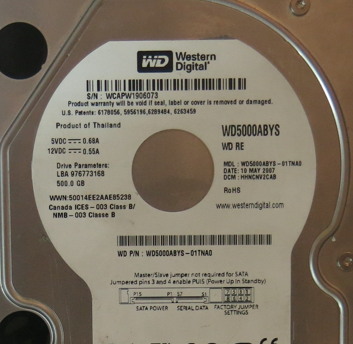WESTERN DIGITAL WD5000ABYS'01TNA0,  PCB