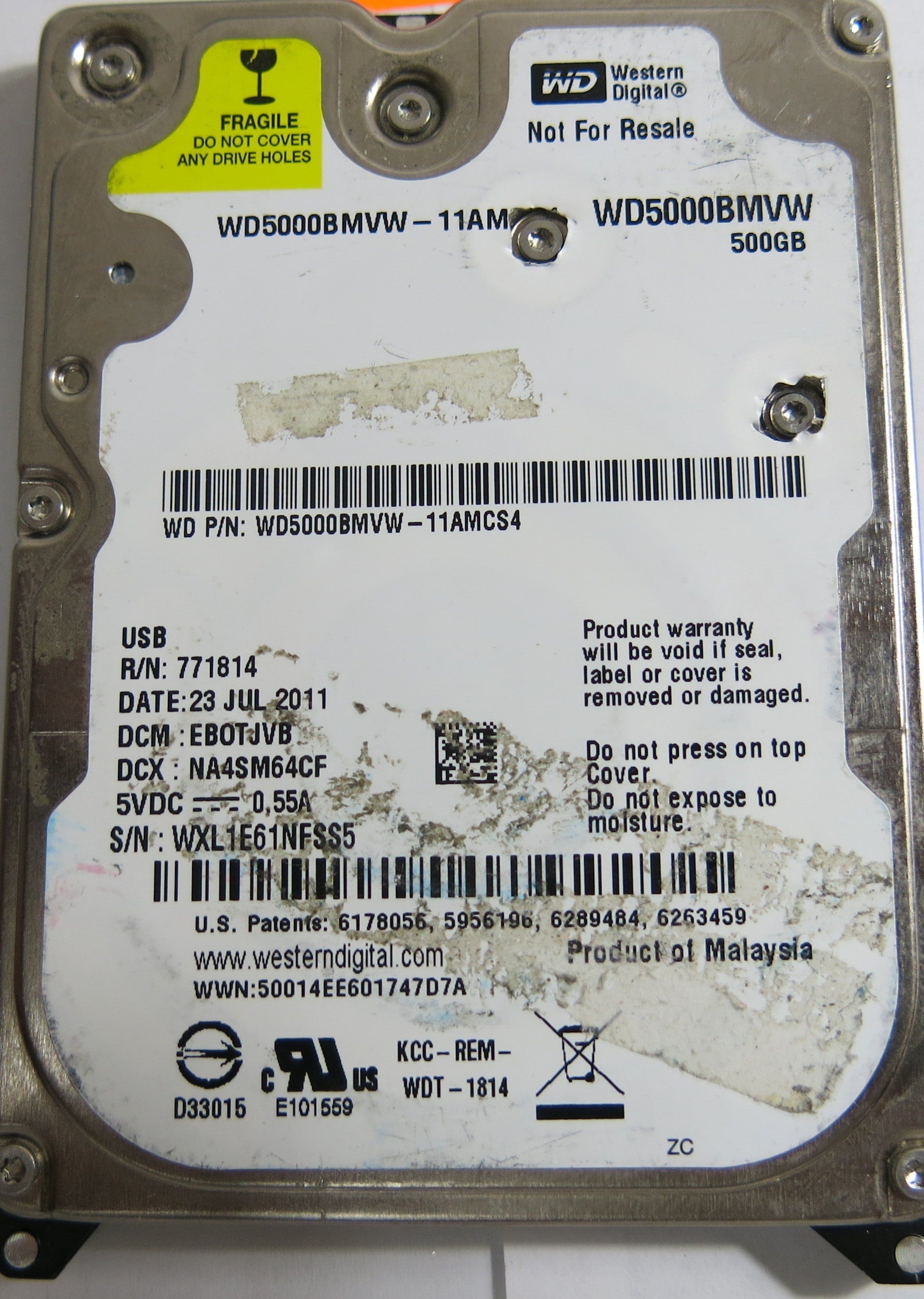 WESTERN DIGITAL WD5000BMVW-11AMCS4 2060-771814-001 REV P1 PCB