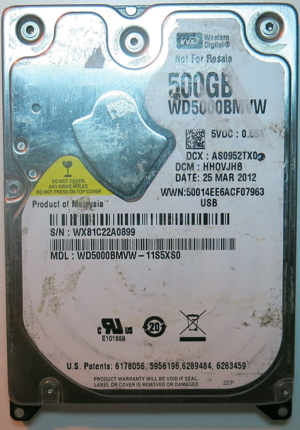 WESTERN DIGITAL WD5000BMVW-11S5XS0,  PCB