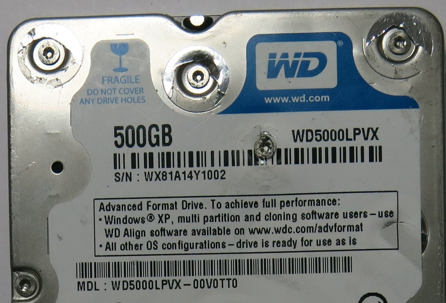 WESTERN DIGITAL WD5000LPVX-00V0TT0 2060-771959-000 PCB