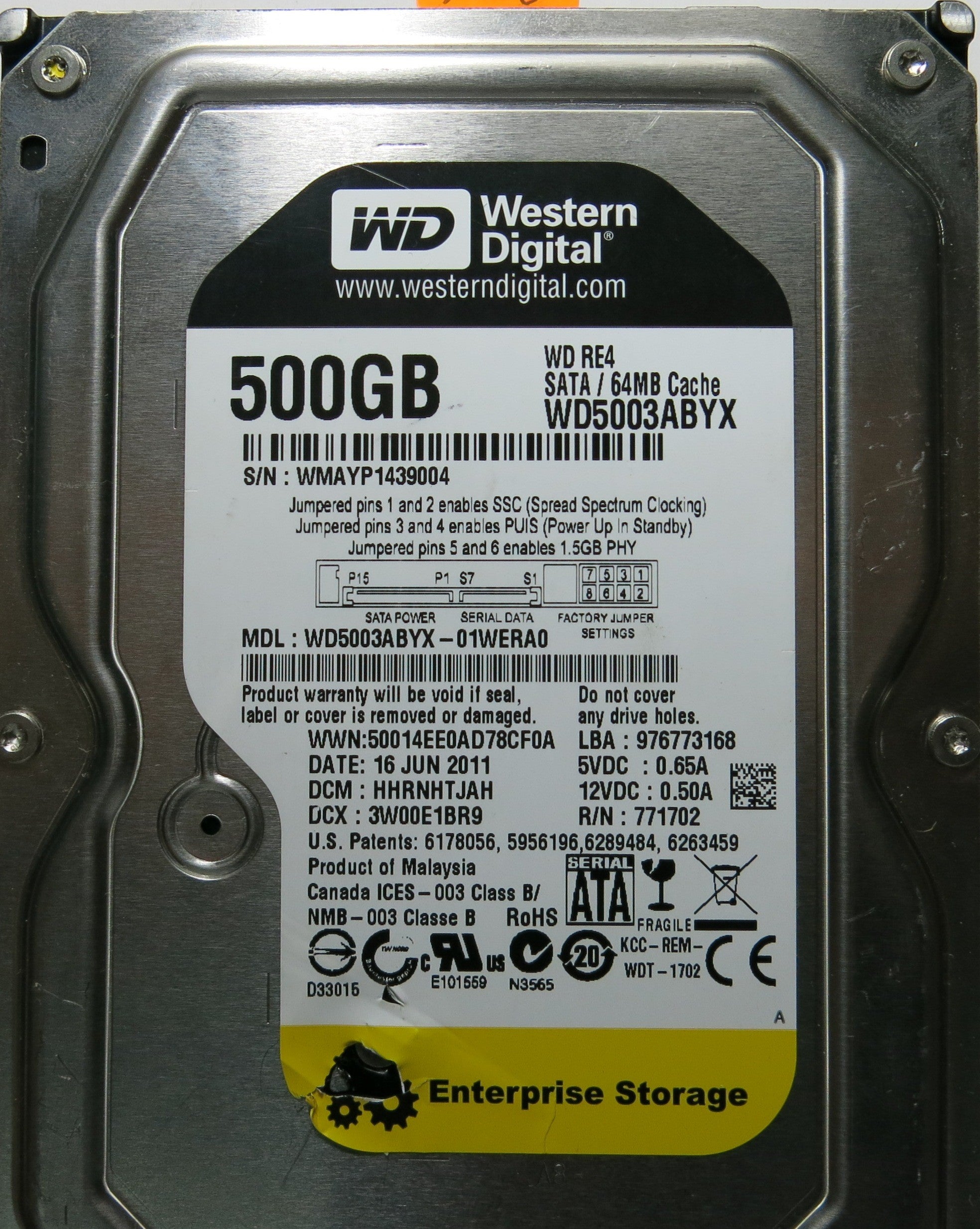 WESTERN DIGITAL WD5003ABYX-01WERA0 2060-771702-001 REV A PCB
