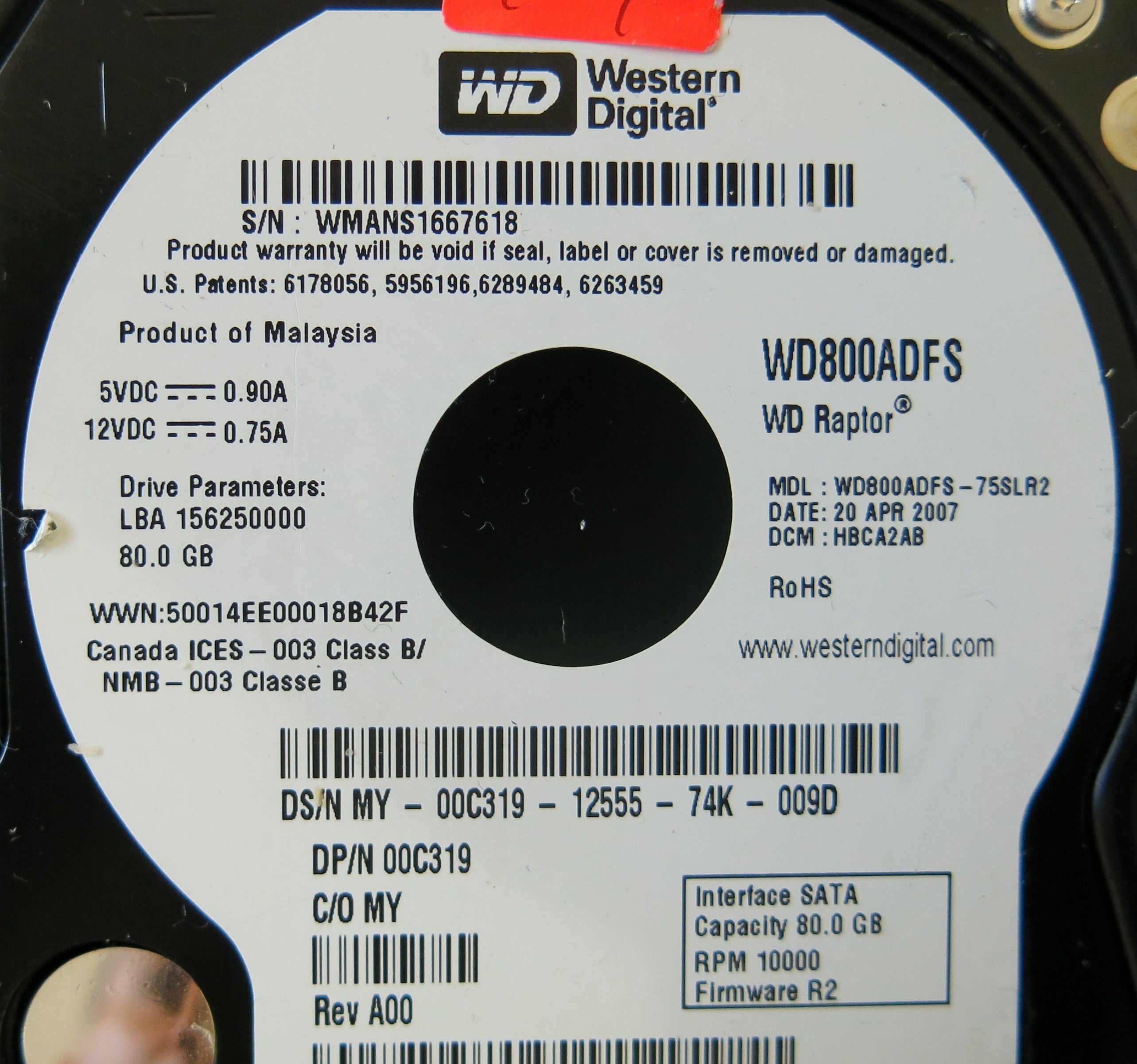 WESTERN DIGITAL WD800ADFS-75SLR2 2060-701453-000 REV A PCB