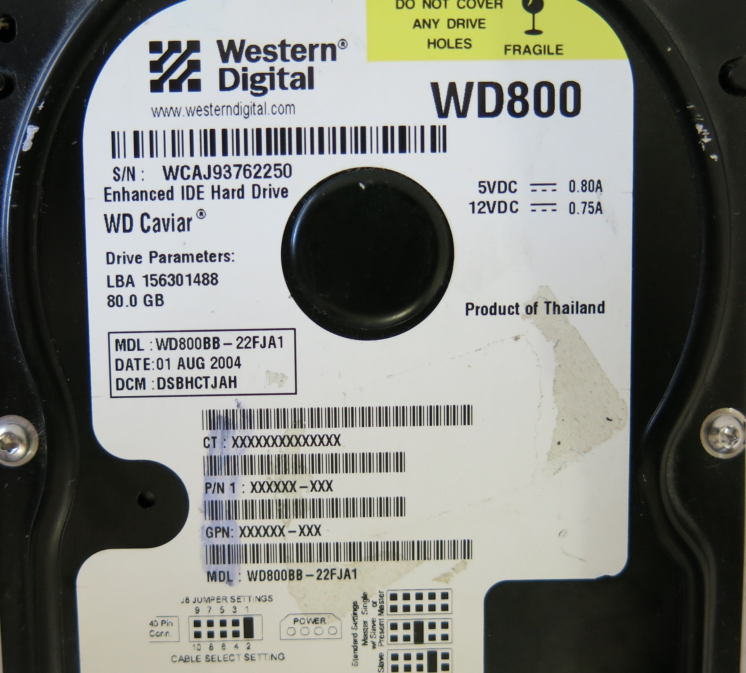 WESTERN DIGITAL WD800BB-22FJA1 2060-001130-012 REV A PCB