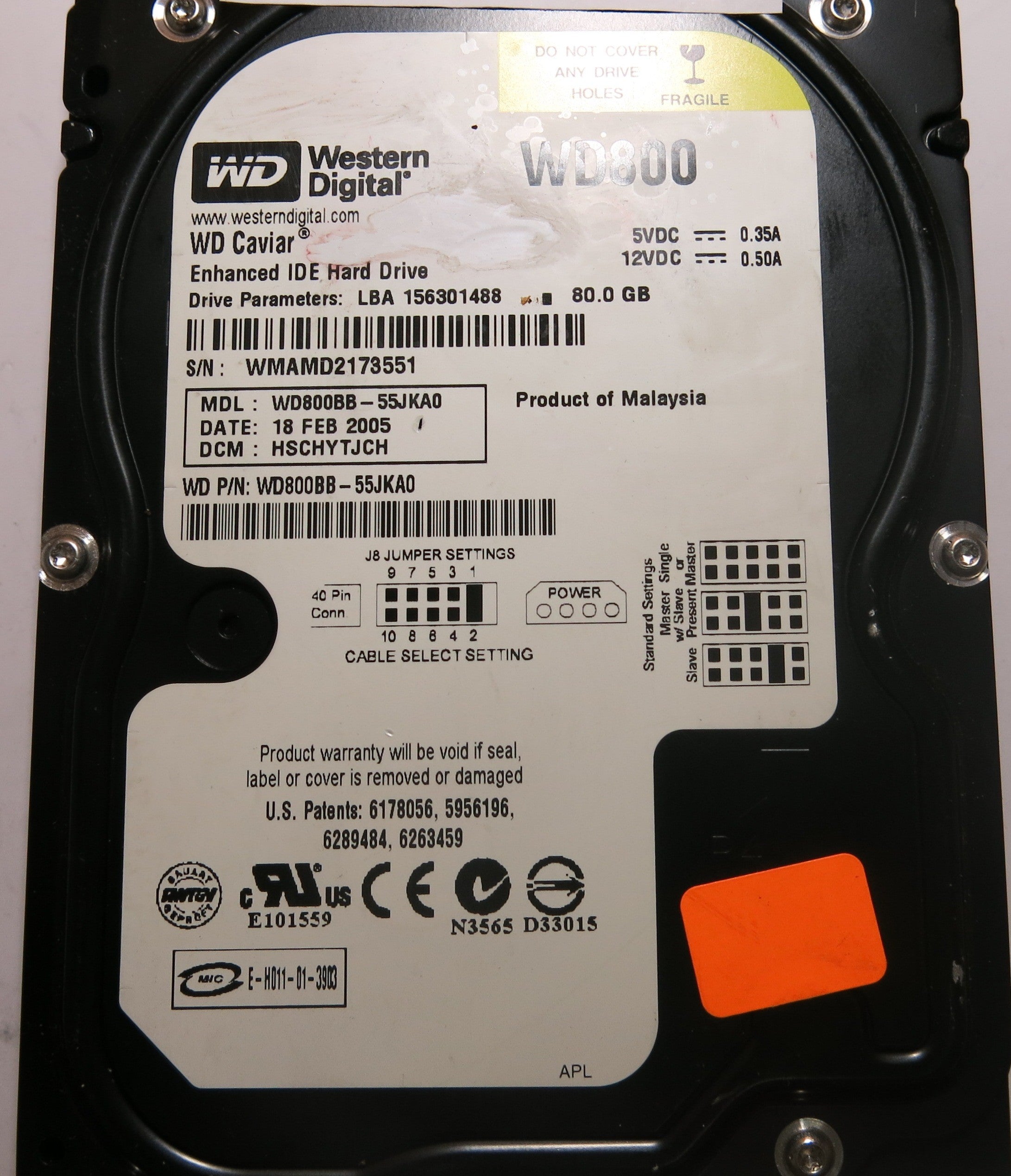 WESTERN DIGITAL WD800BB-55JKA0 2060-001292-001 REV A PCB