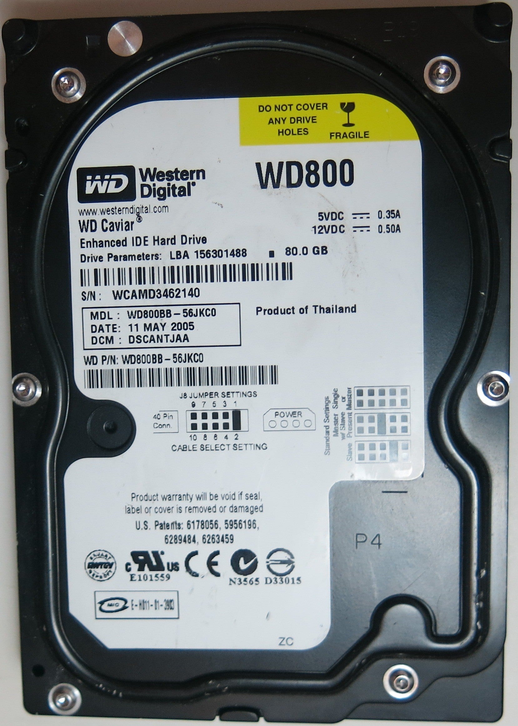 WESTERN DIGITAL WD800BB-55JKA0 DCM HSBAYTJCA 80 GB