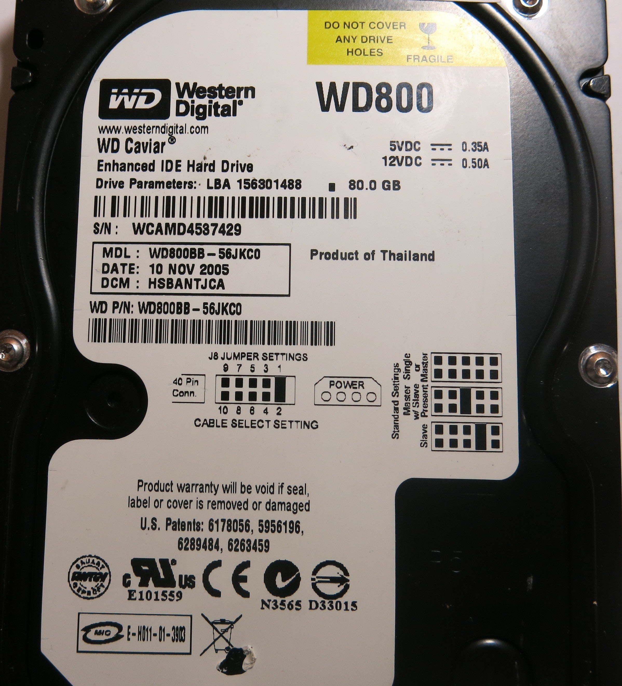WESTERN DIGITAL WD800BB-56JKC0 2060-701292-000 REV A PCB