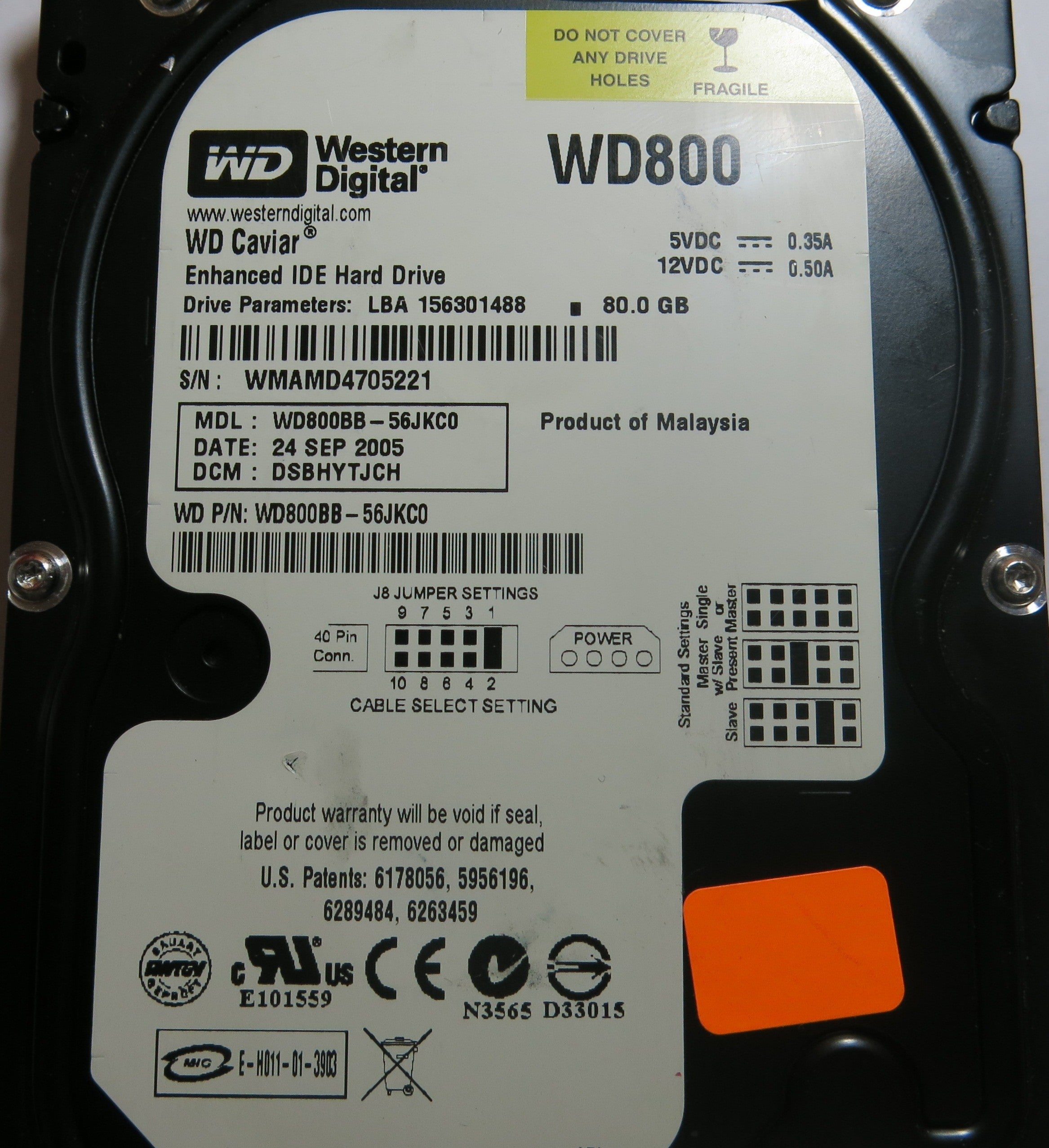 WESTERN DIGITAL WD800BB-56JKC0 2060-701292-000 REV A PCB