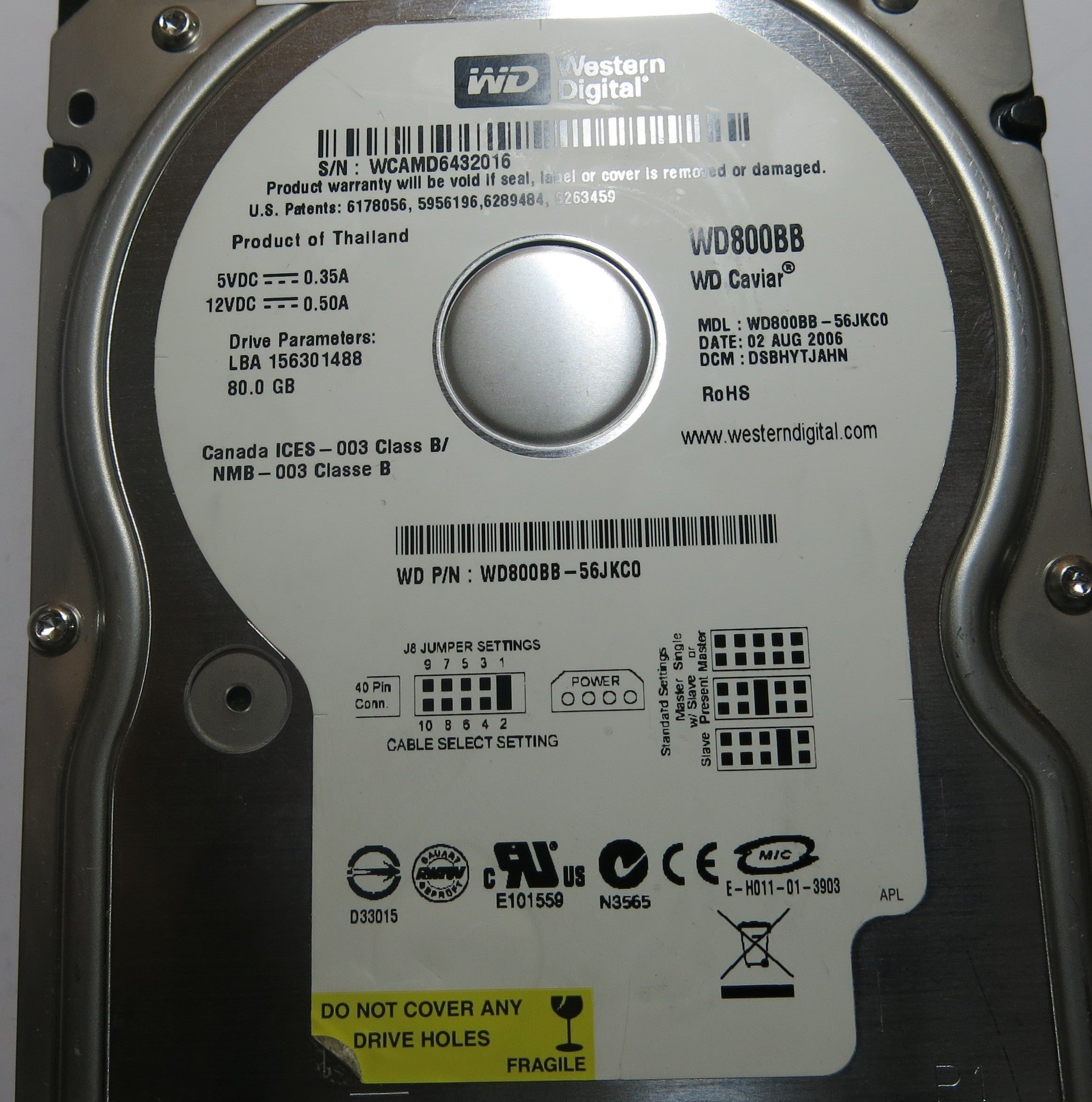 WESTERN DIGITAL WD800BB-56JKC0 2060-701292-002 REV A PCB