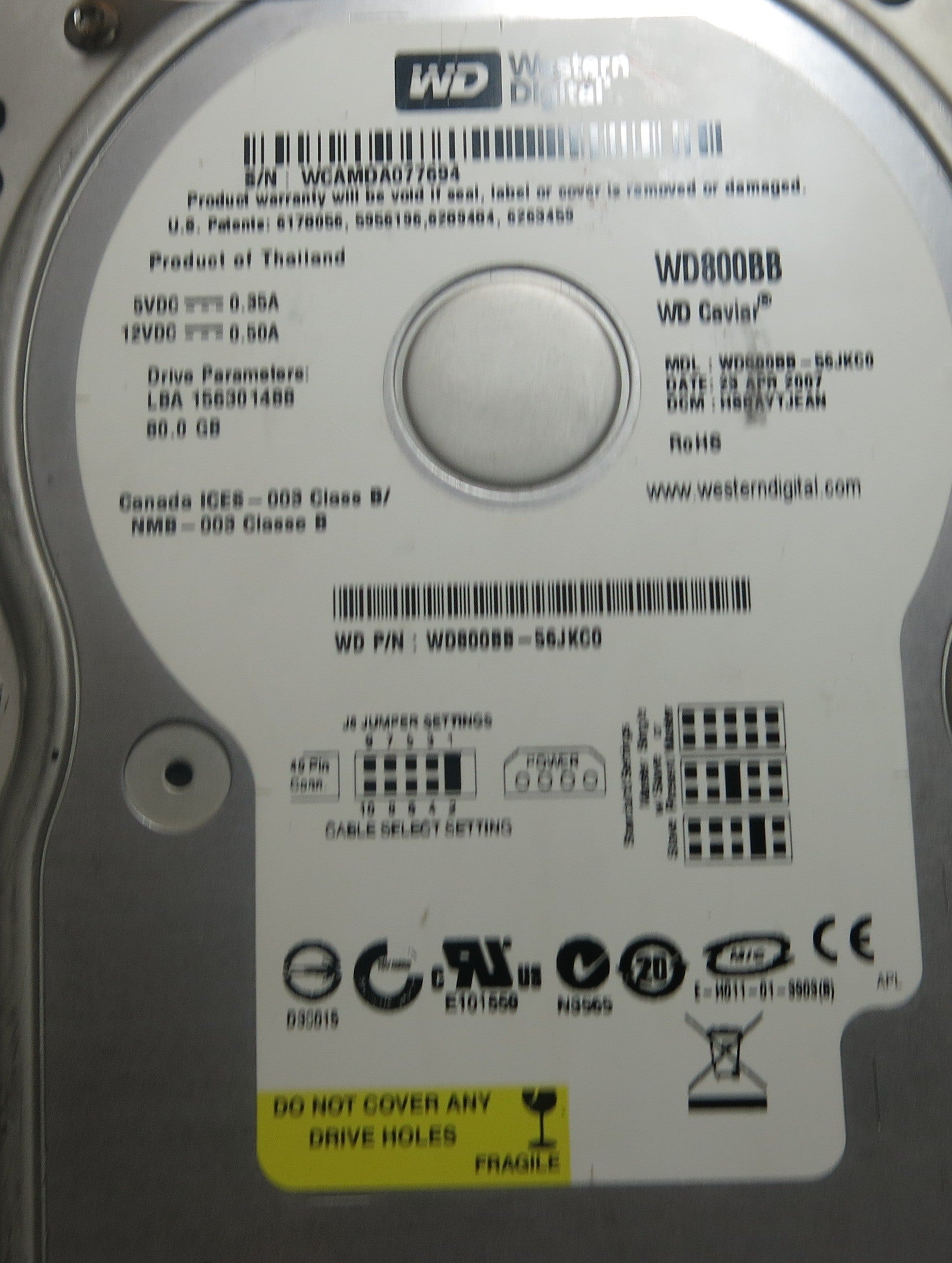 WESTERN DIGITAL WD800BB-56JKC0 2060-701292-002 REV A PCB