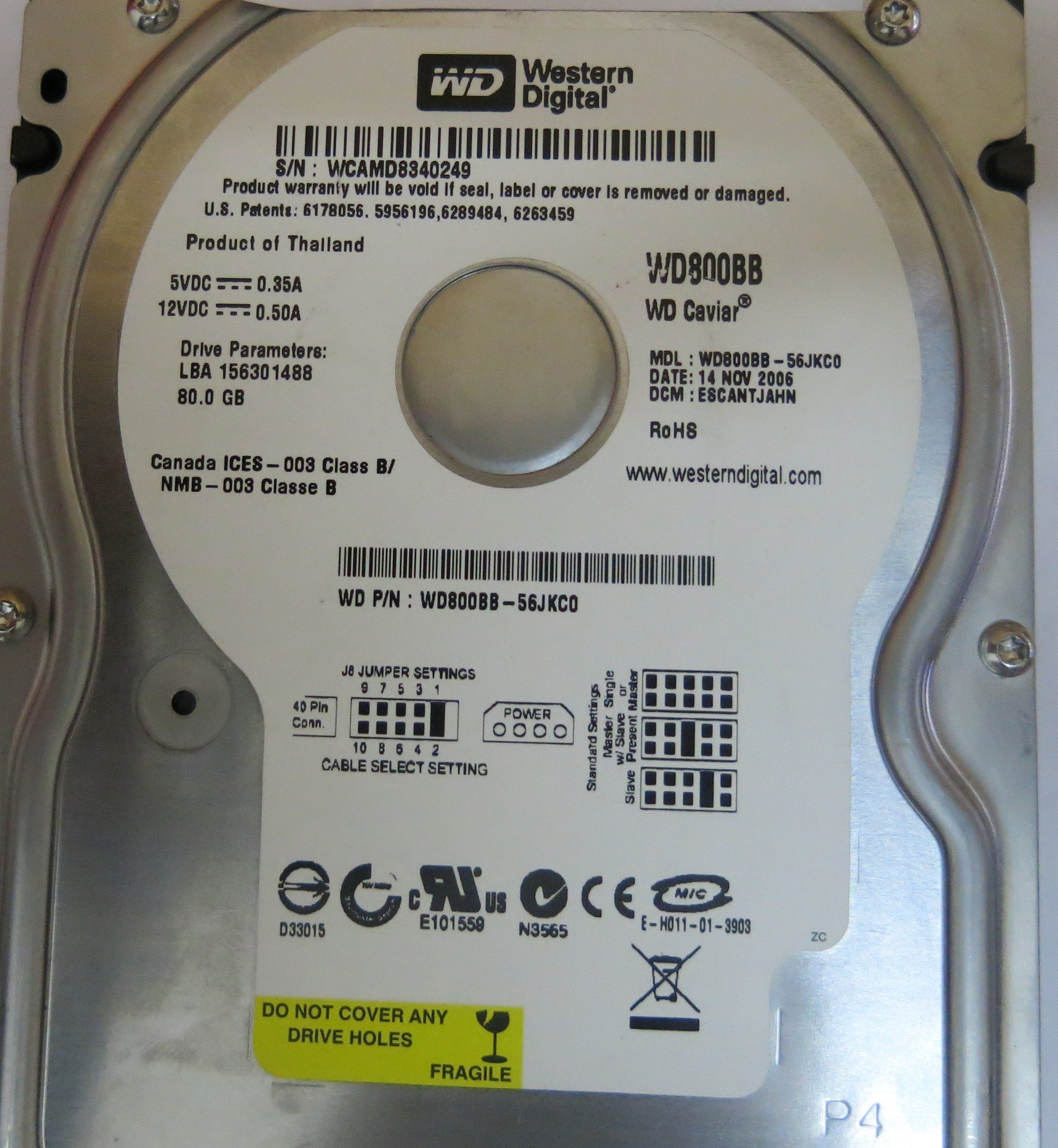 WESTERN DIGITAL WD800BB-56JKC0  2060-701292-002 REV A PCB