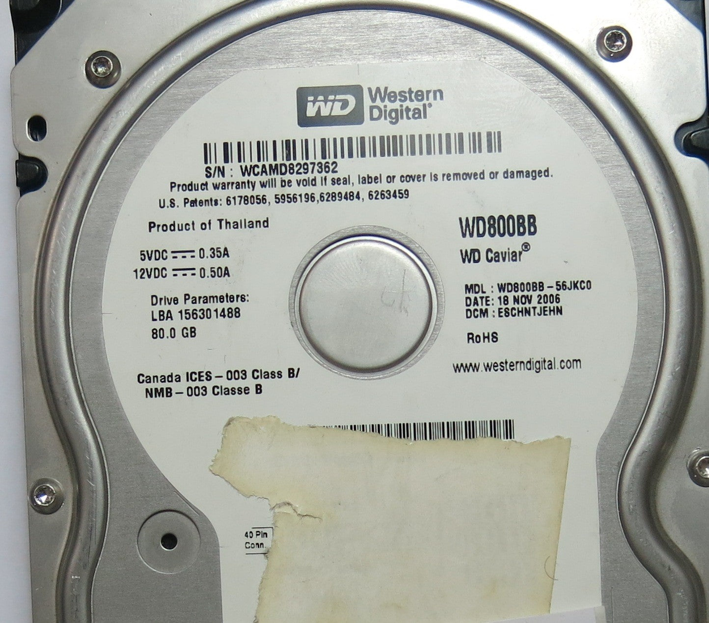 WESTERN DIGITAL WD800BB-56JKC0, DCM 2060-701292-002 REV A,  PCB
