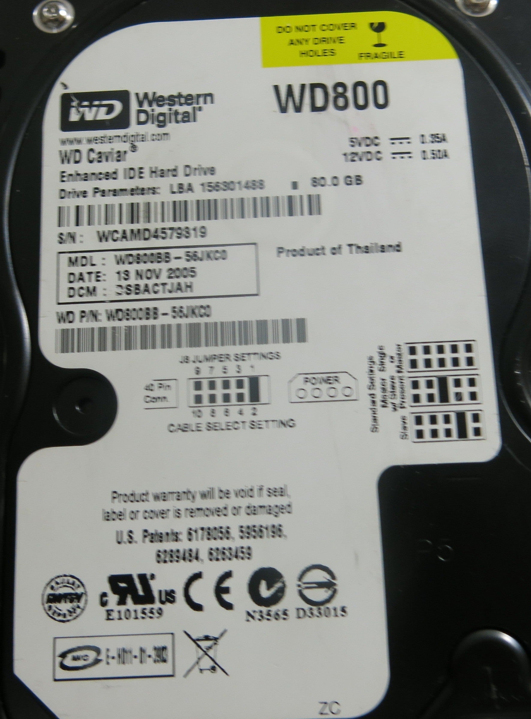 WESTERN DIGITAL WD800BB-56JKC0 DCM DSBACTJAH 2060-701292-000 REV A PCB