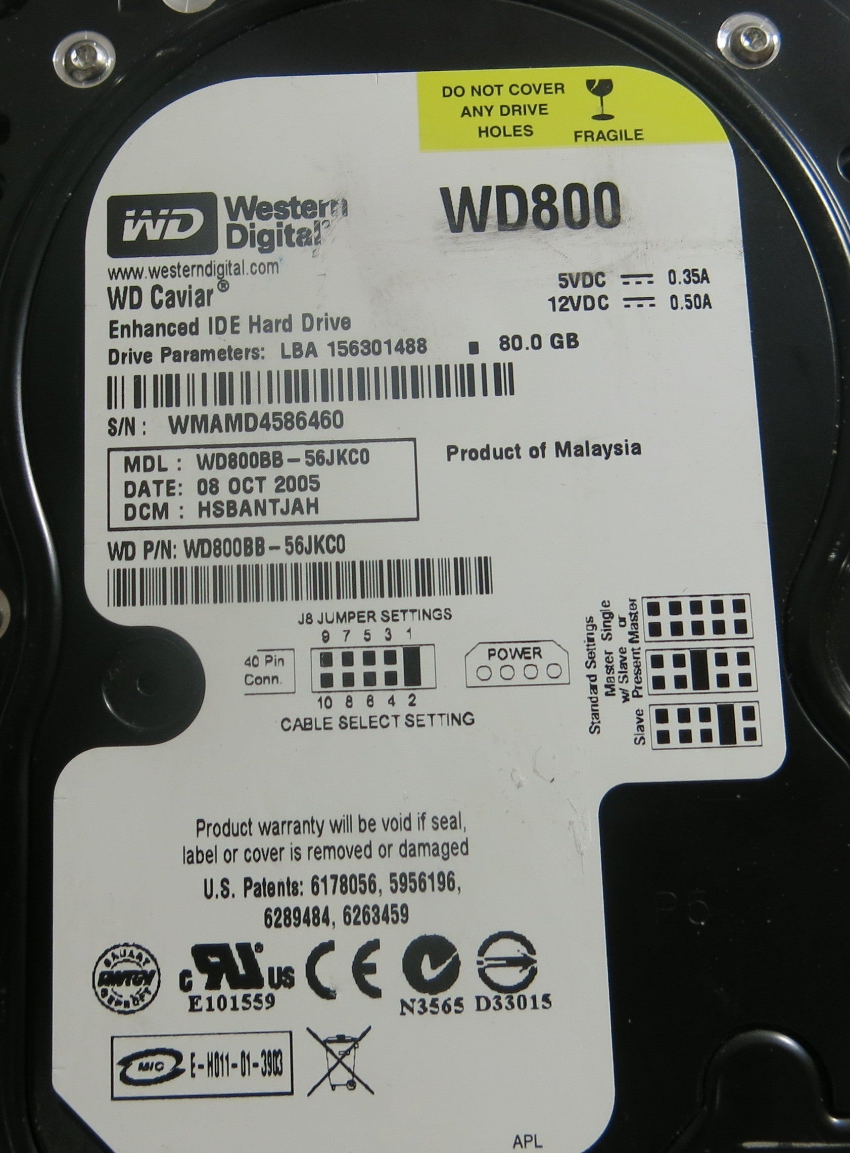 WESTERN DIGITAL WD800BB-56JKC0 DCM HSBANTJAH 2060-701292-000 REV A PCB