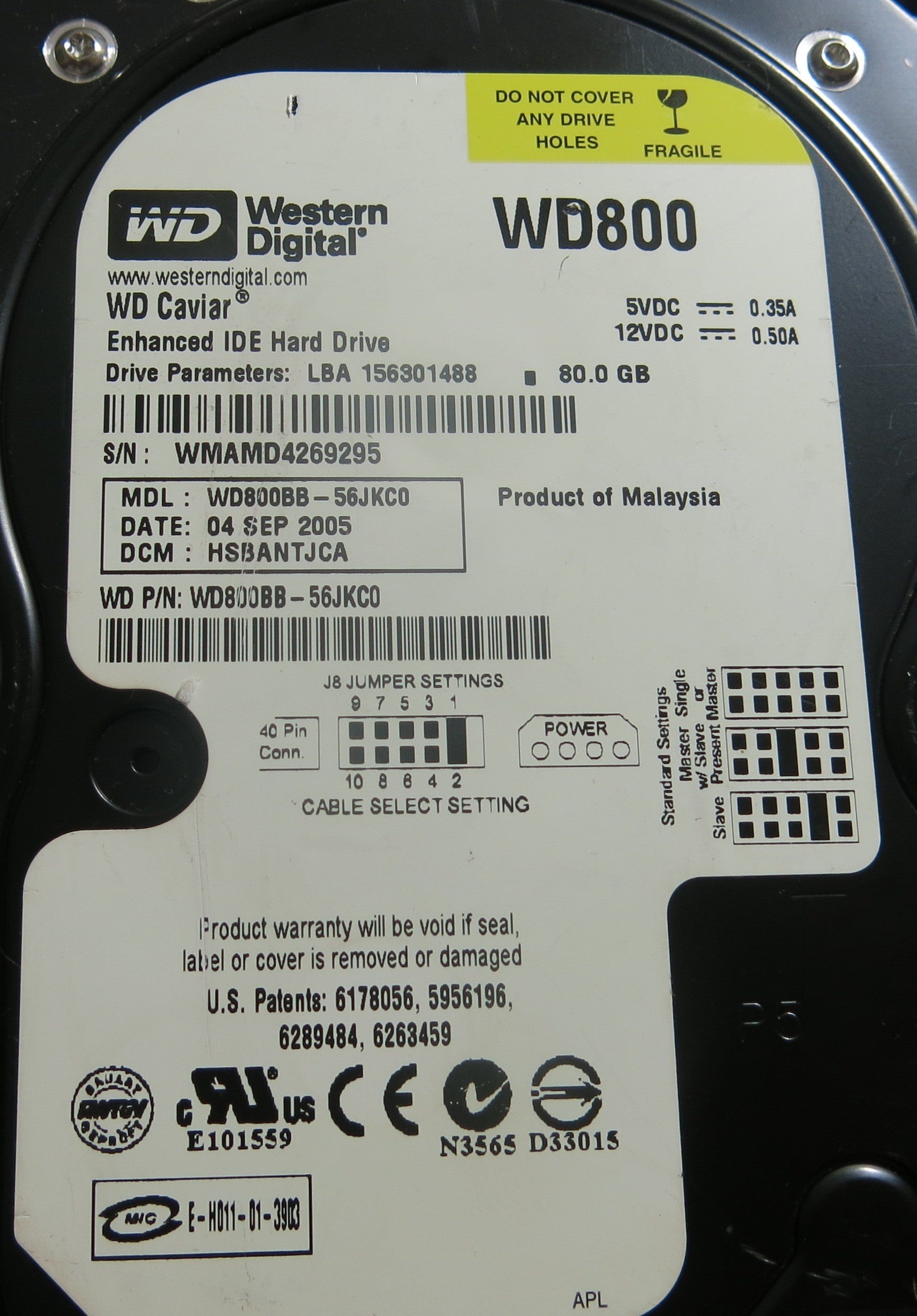 WESTERN DIGITAL WD800BB-56JKC0 DCM HSBANTJCA 2060-701292-000 REV A PCB