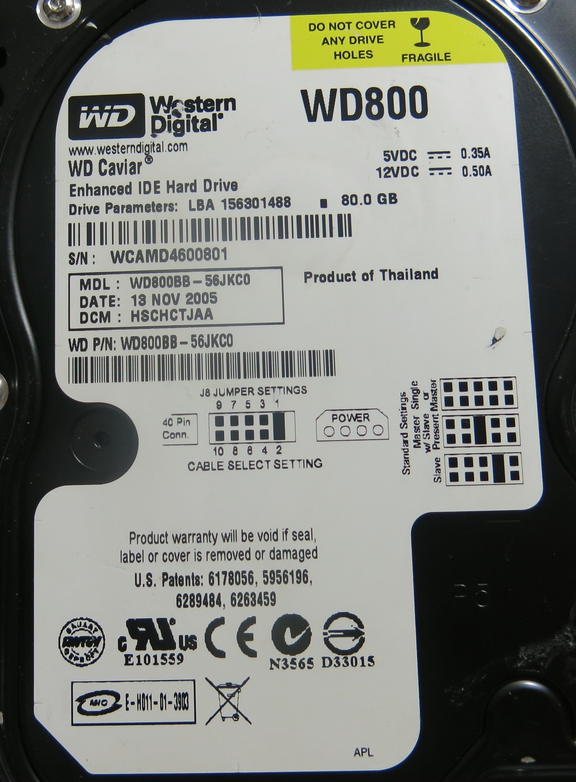 WESTERN DIGITAL WD800BB-56JKC0 DCM HSCHCTJAA 2060-701292-000 REV A PCB