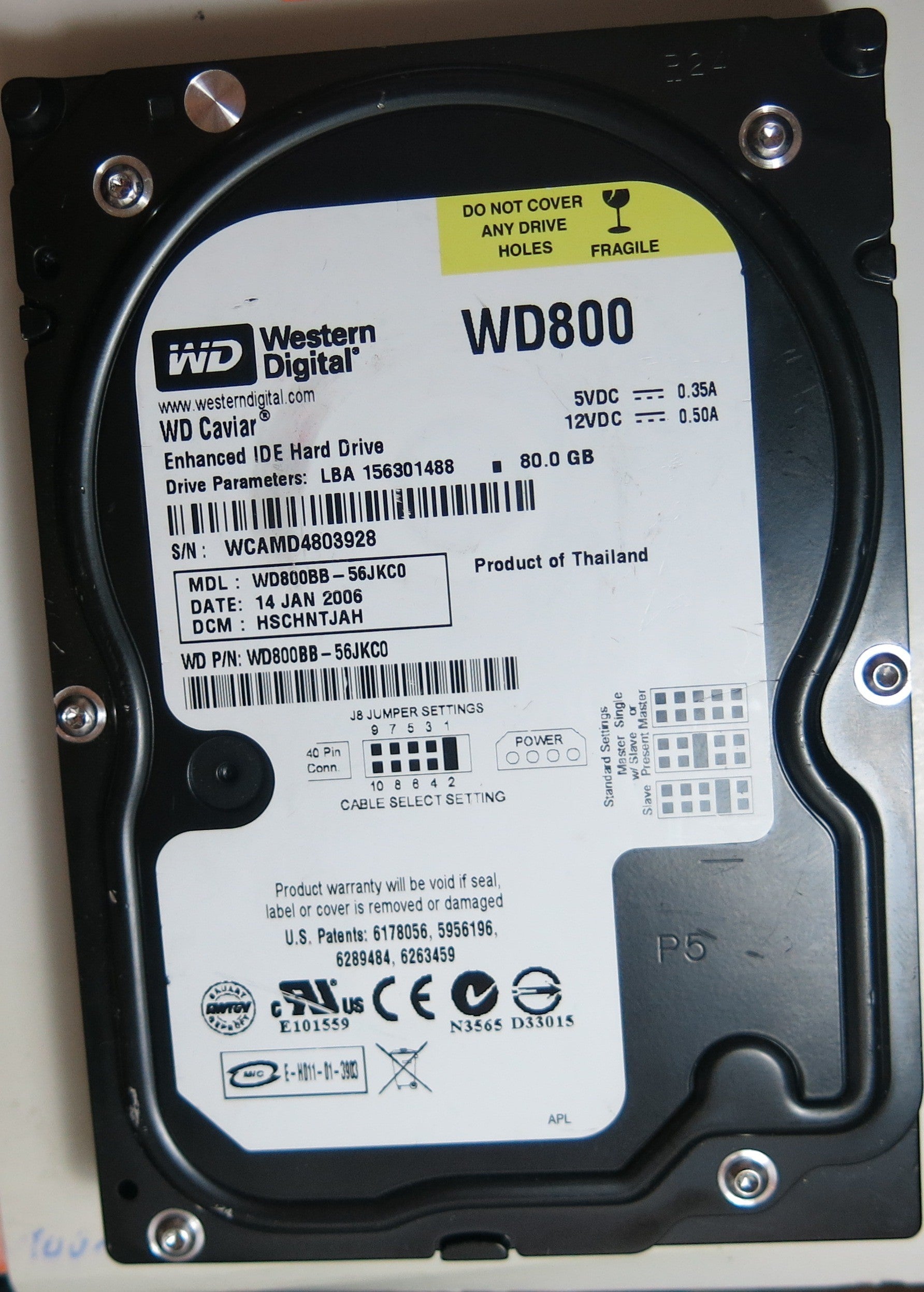 WESTERN DIGITAL WD800BB-56JKC0 DCM HSCHNTJAH 80GB