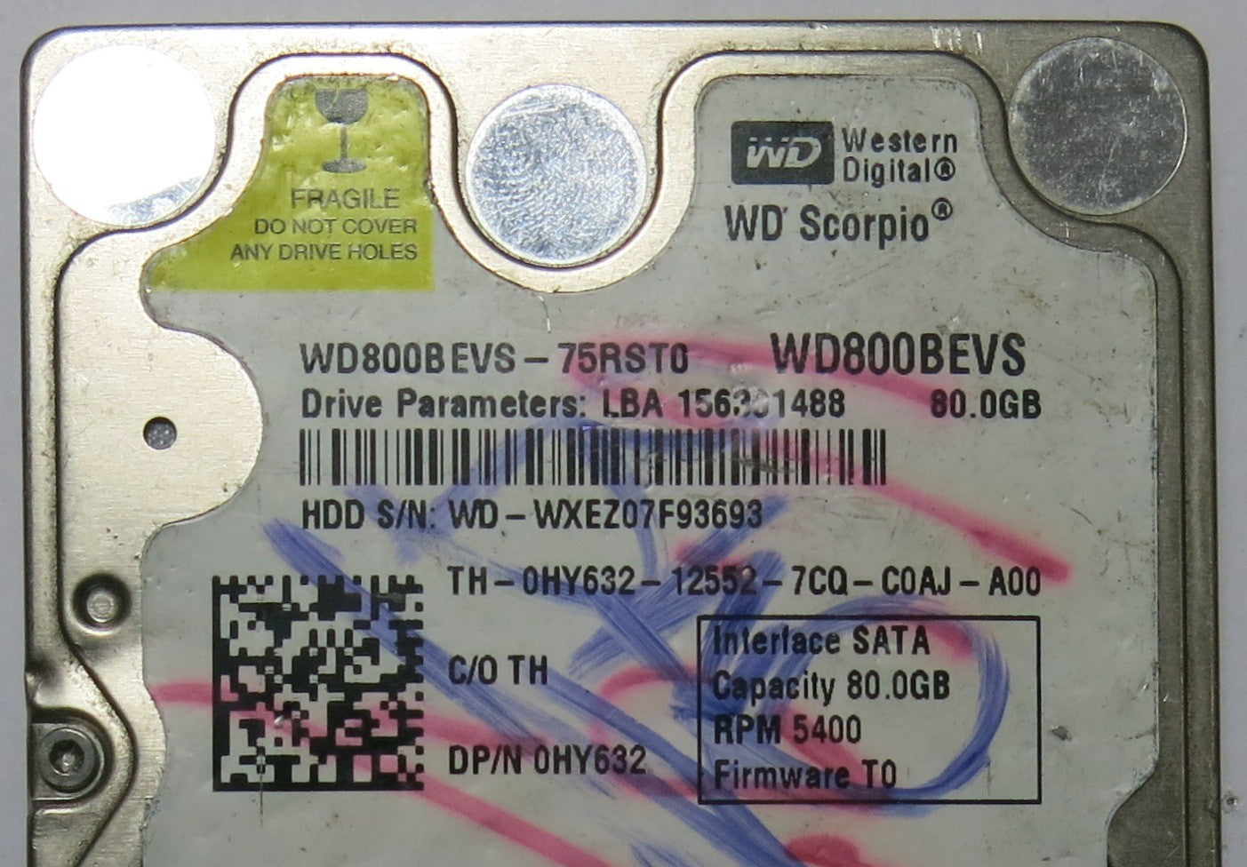 WESTERN DIGITAL WD800BEVS-75RST0 2060-701450-011 PCB