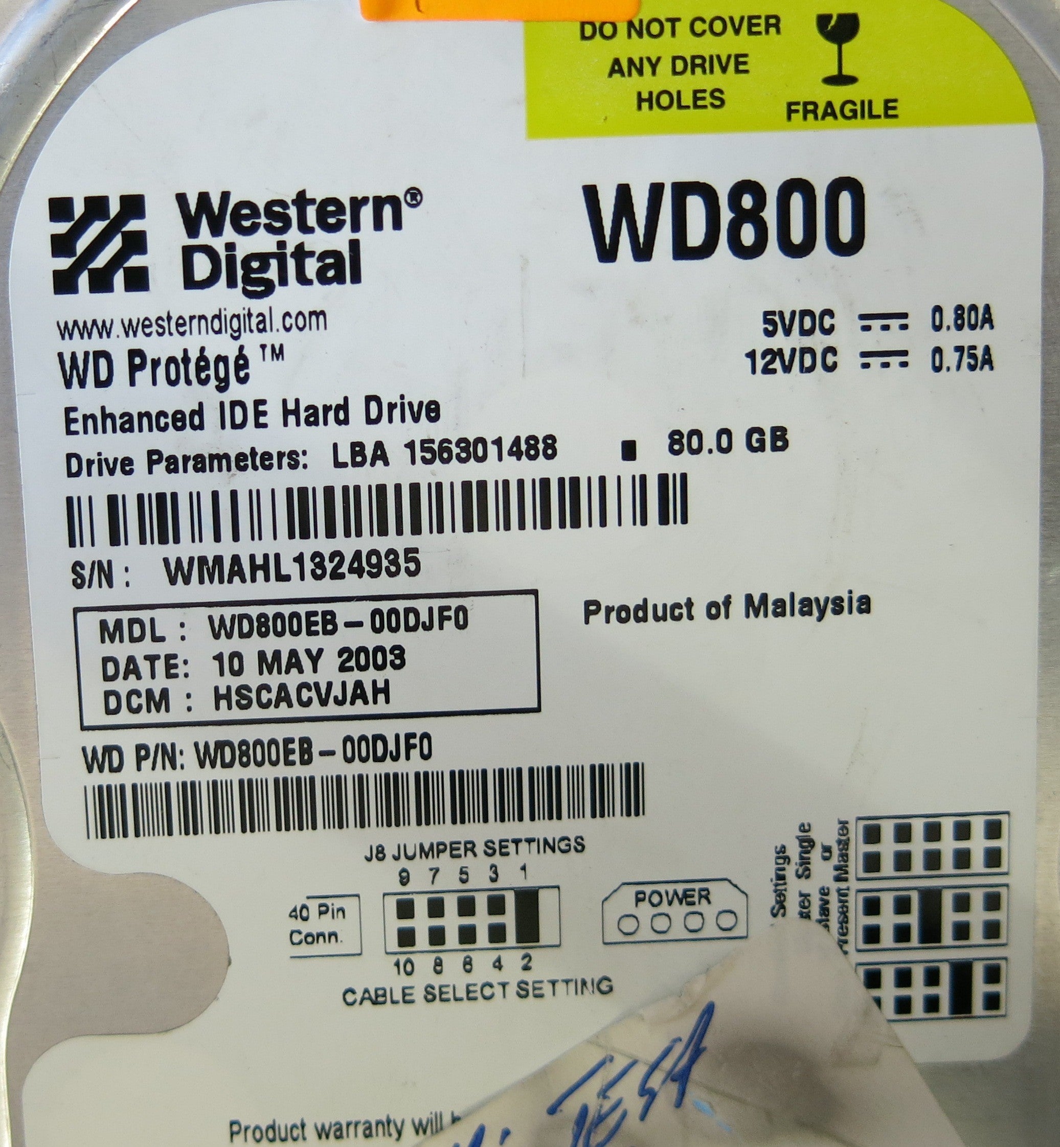 WESTERN DIGITAL WD800EB-00DJF0 2060-001159-006 REV A PCB