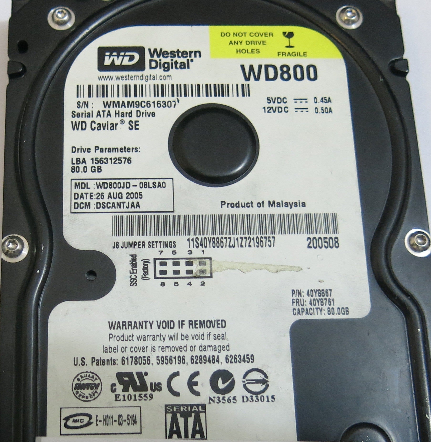 WESTERN DIGITAL WD800JD-08LSA0 2060-701335-003 REV A PCB