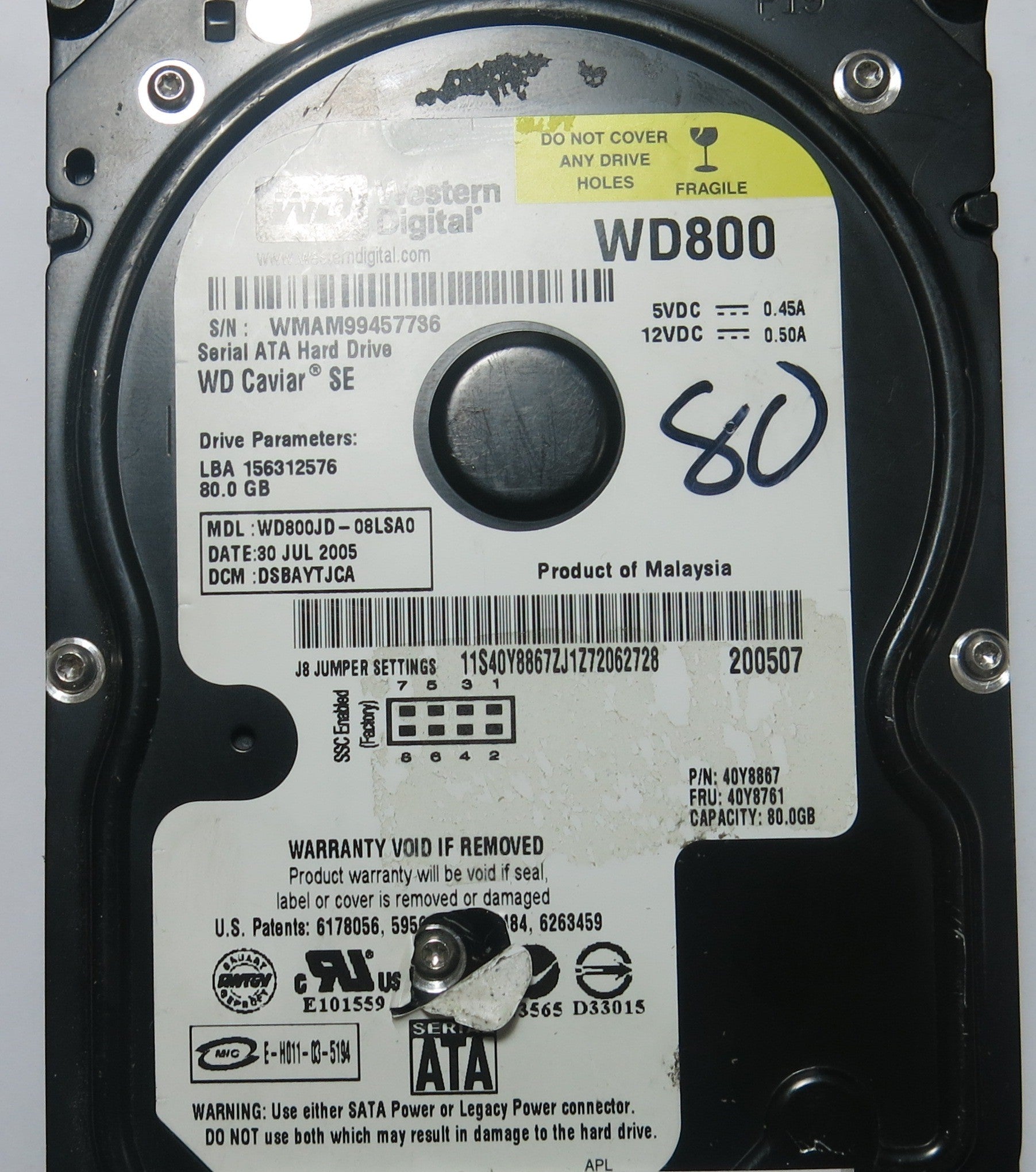 WESTERN DIGITAL WD800JD-08LSA0 2060-701335-E00 AB PCB