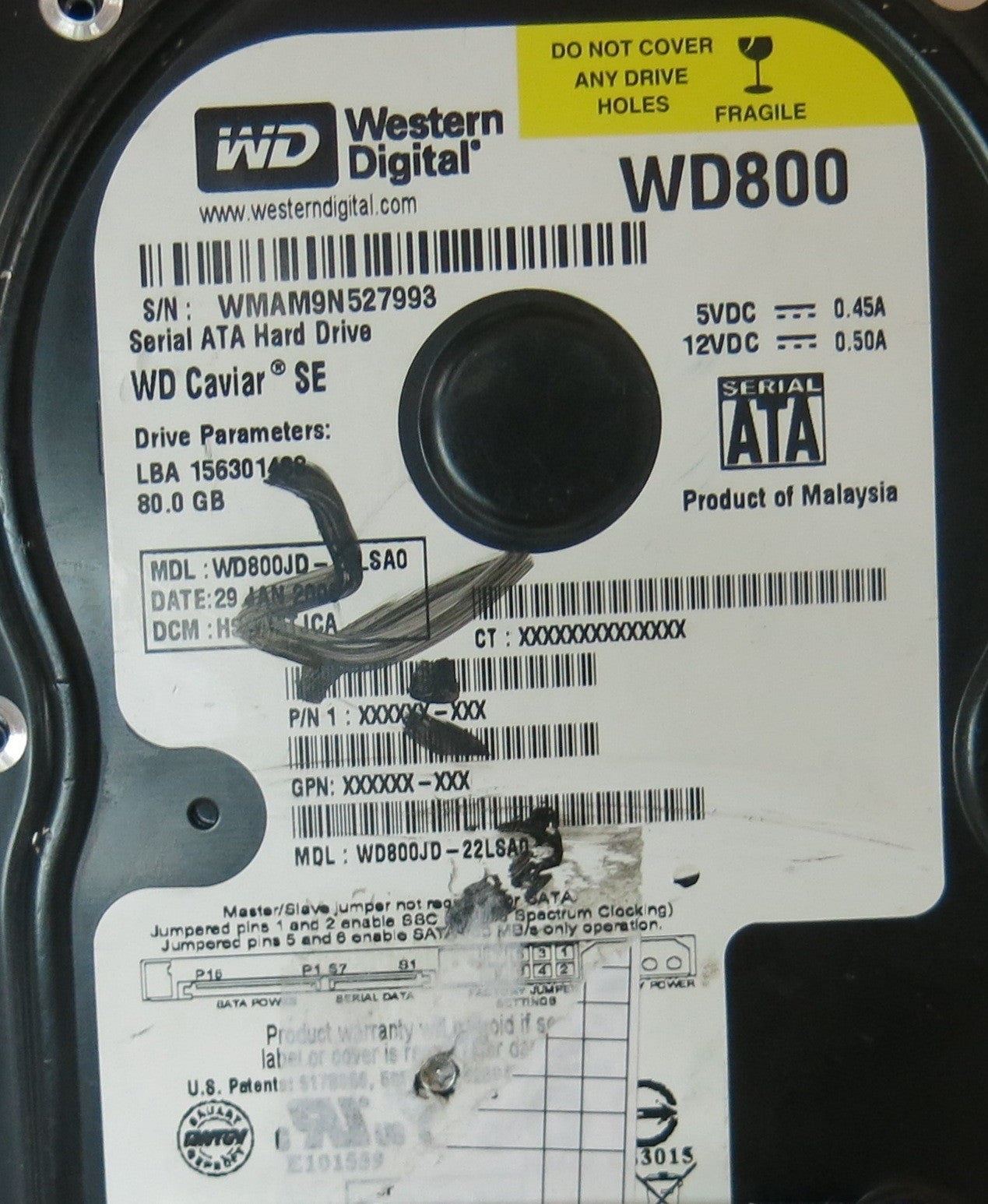 WESTERN DIGITAL WD800JD'22LSA0,  PCB