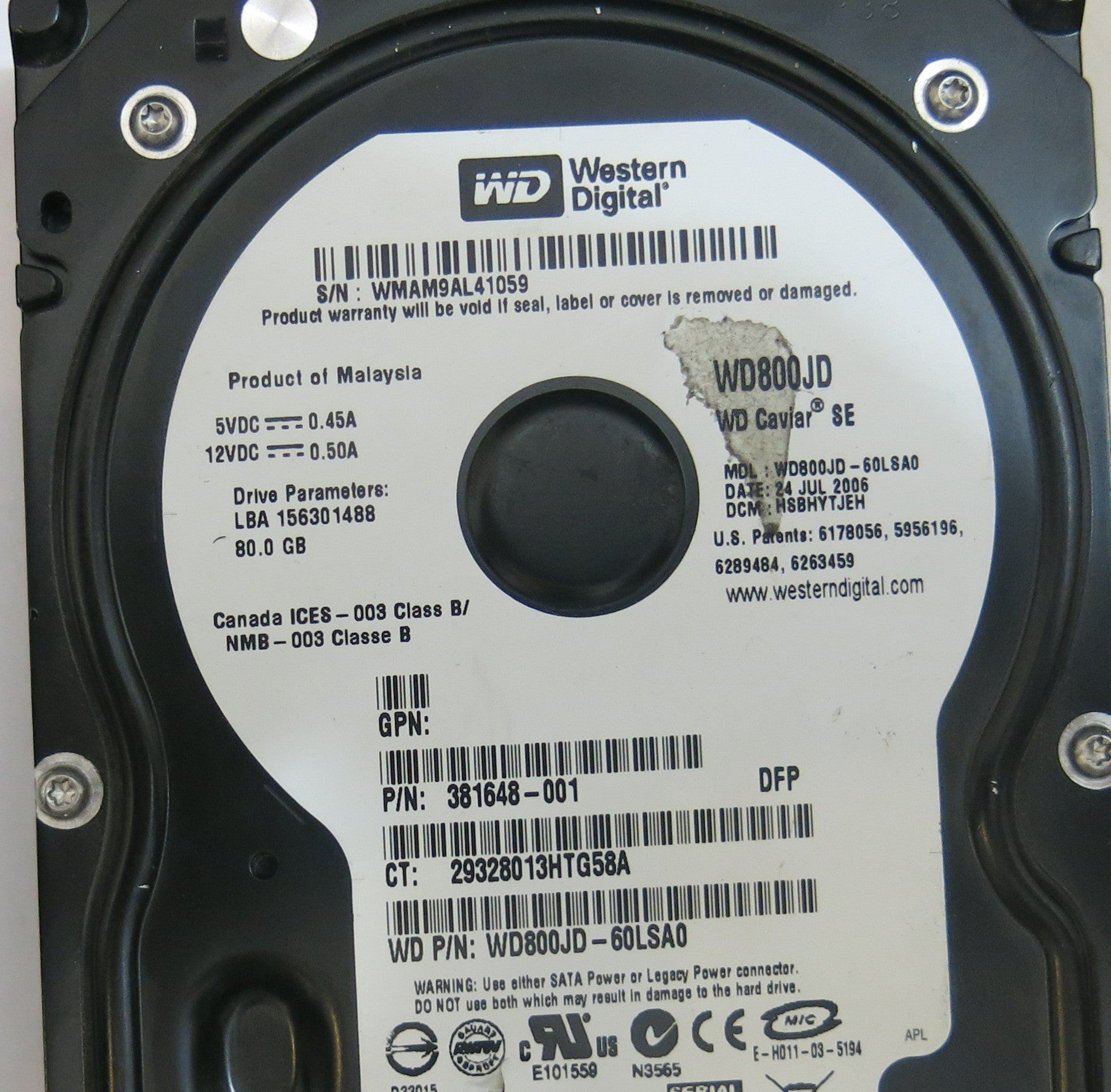 WESTERN DIGITAL WD800JD-60LSA0 2060-701335-005 REV A PCB