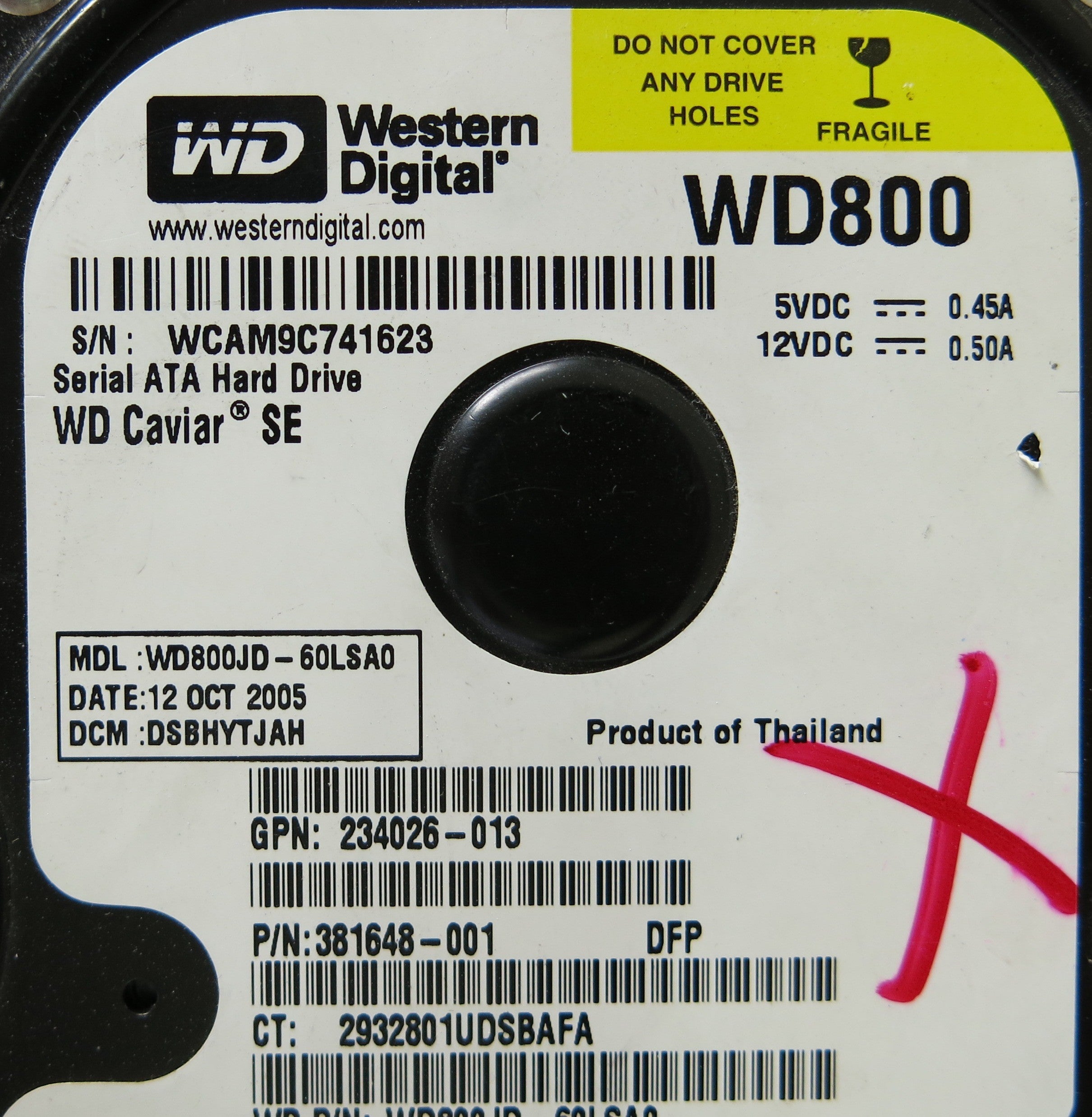 WESTERN DIGITAL WD800JD-60LSA0  PCB 2060-701335-003 REV B DCM DSBHYTJAH