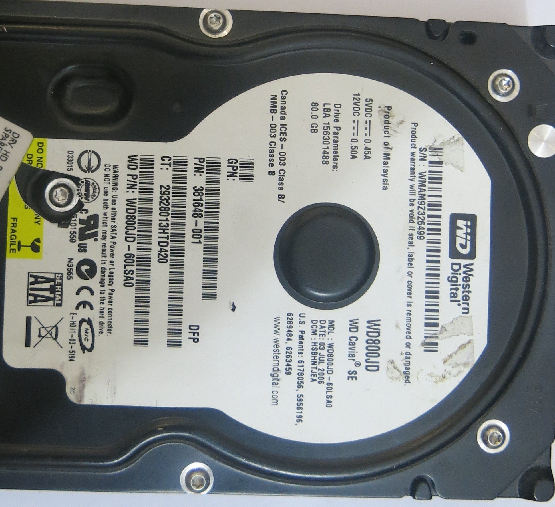 WESTERN DIGITAL WD800JD-60LSA0 PCB 2060-701335-005 REV A