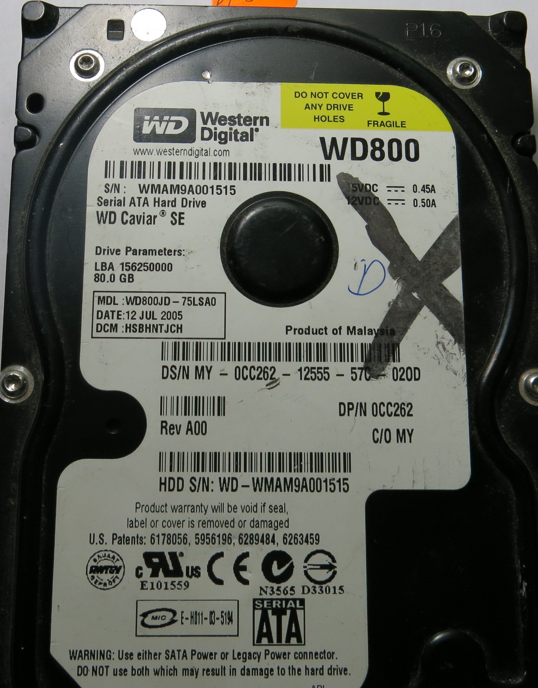 WESTERN DIGITAL WD800JD-75LSA0 2060-701335-005 REV A PCB