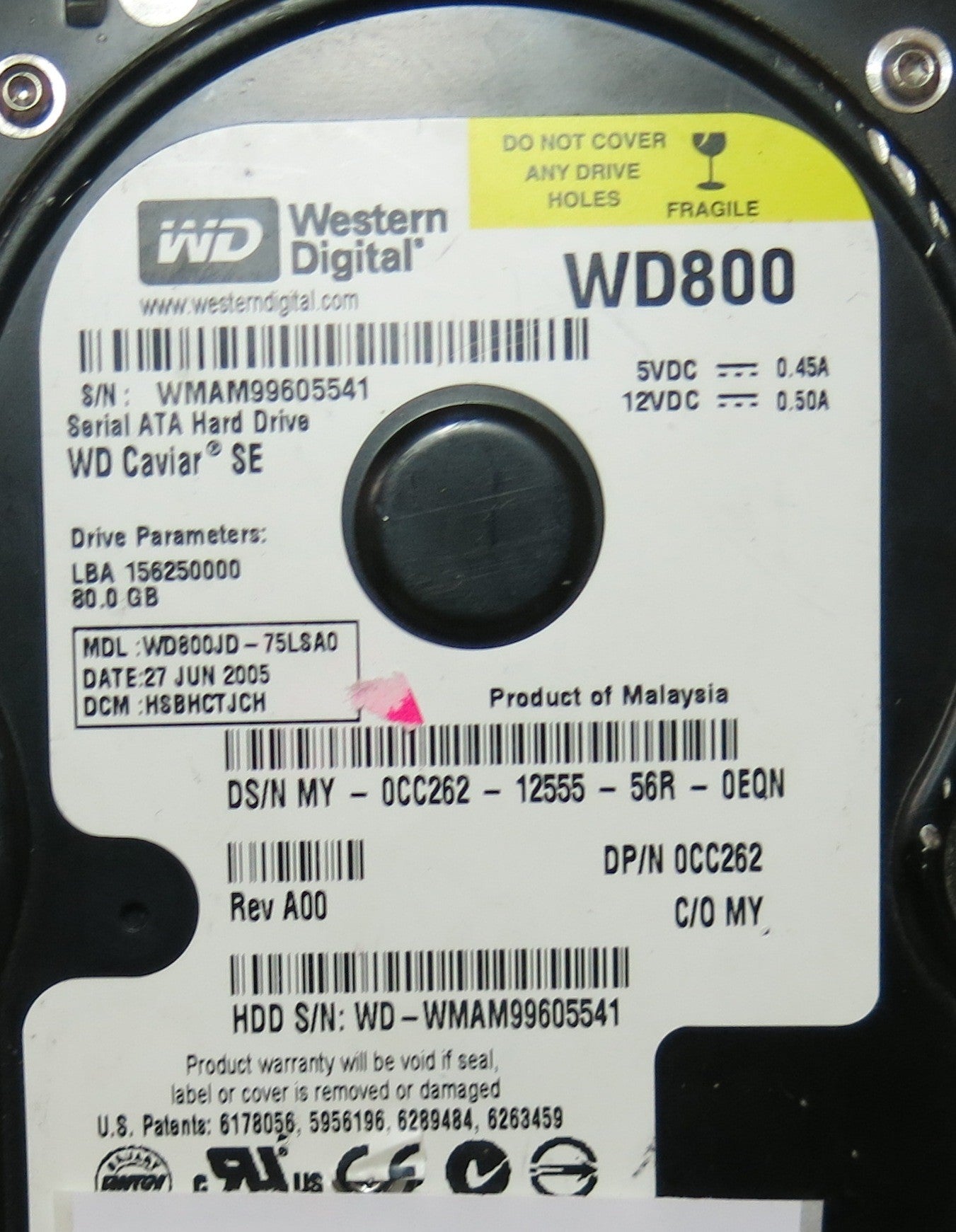 WESTERN DIGITAL WD800JD-75LSA0, DCM 2060-701335-003 REV A,  PCB