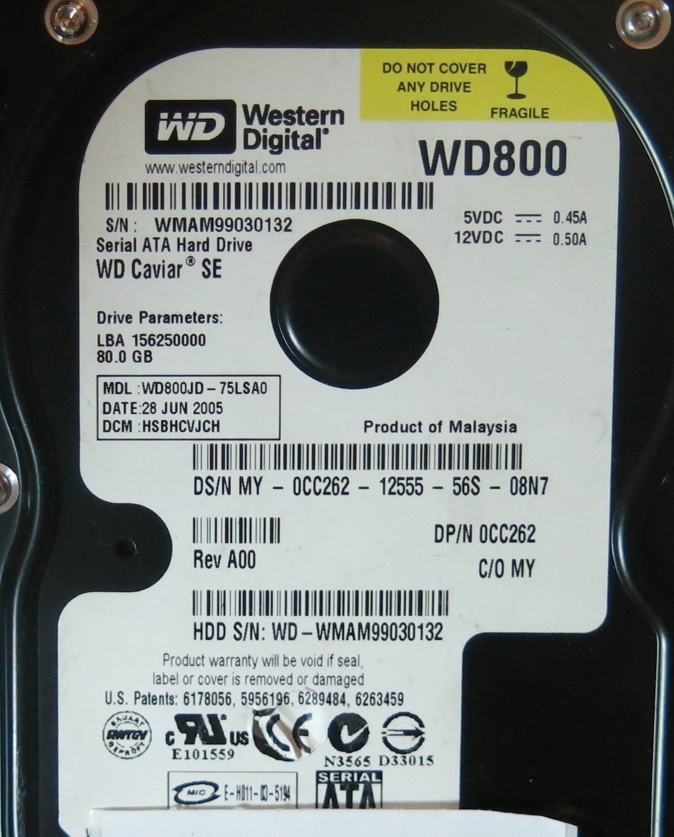 WESTERN DIGITAL WD800JD-75LSA0,  PCB