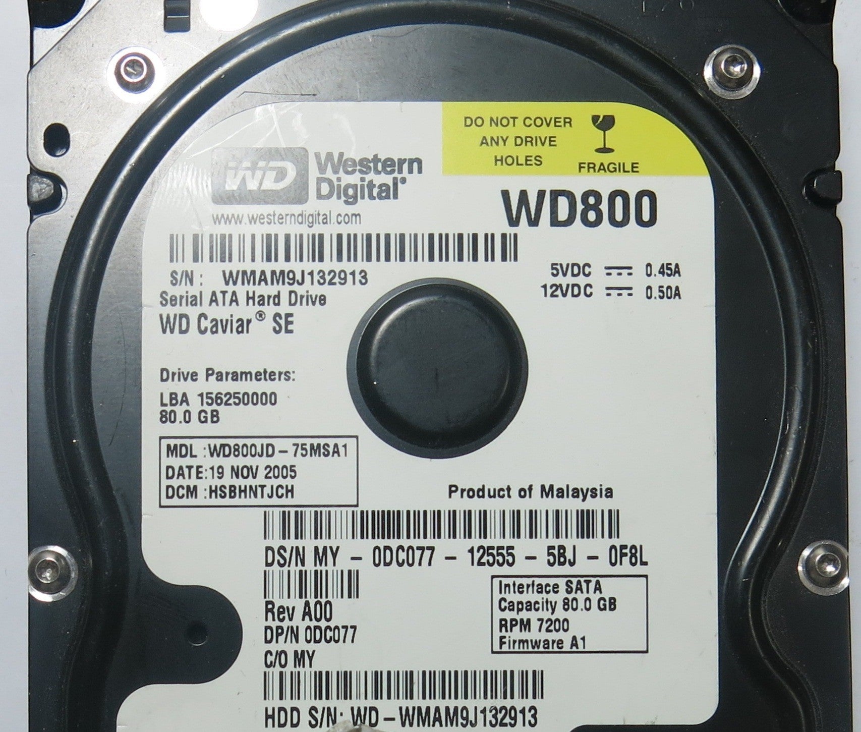 WESTERN DIGITAL WD800JD-75MSA1 2060-701335-003 REV B PCB