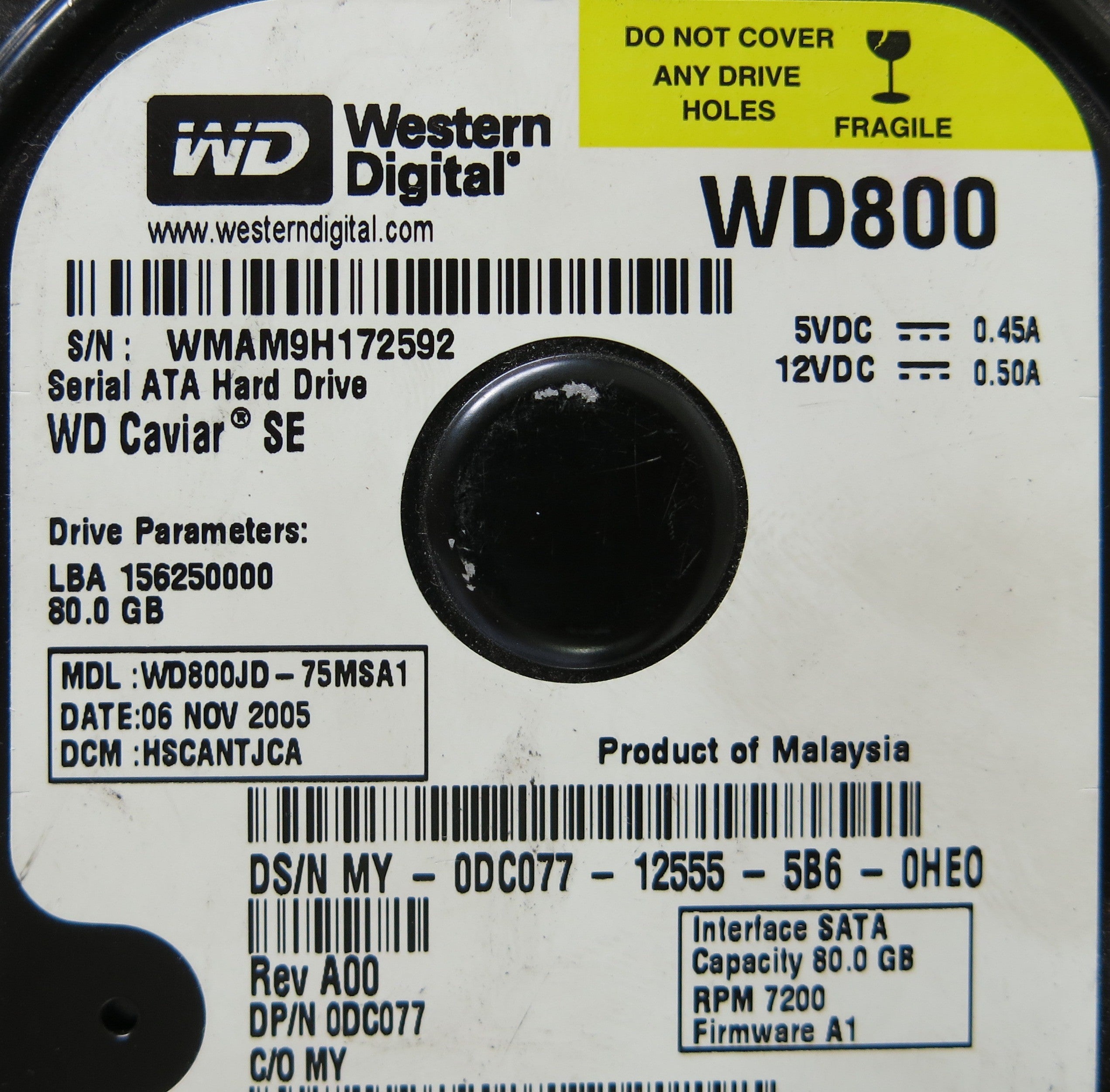 WESTERN DIGITAL WD800JD-75MSA1 PCB 2060-701335-003 REV B