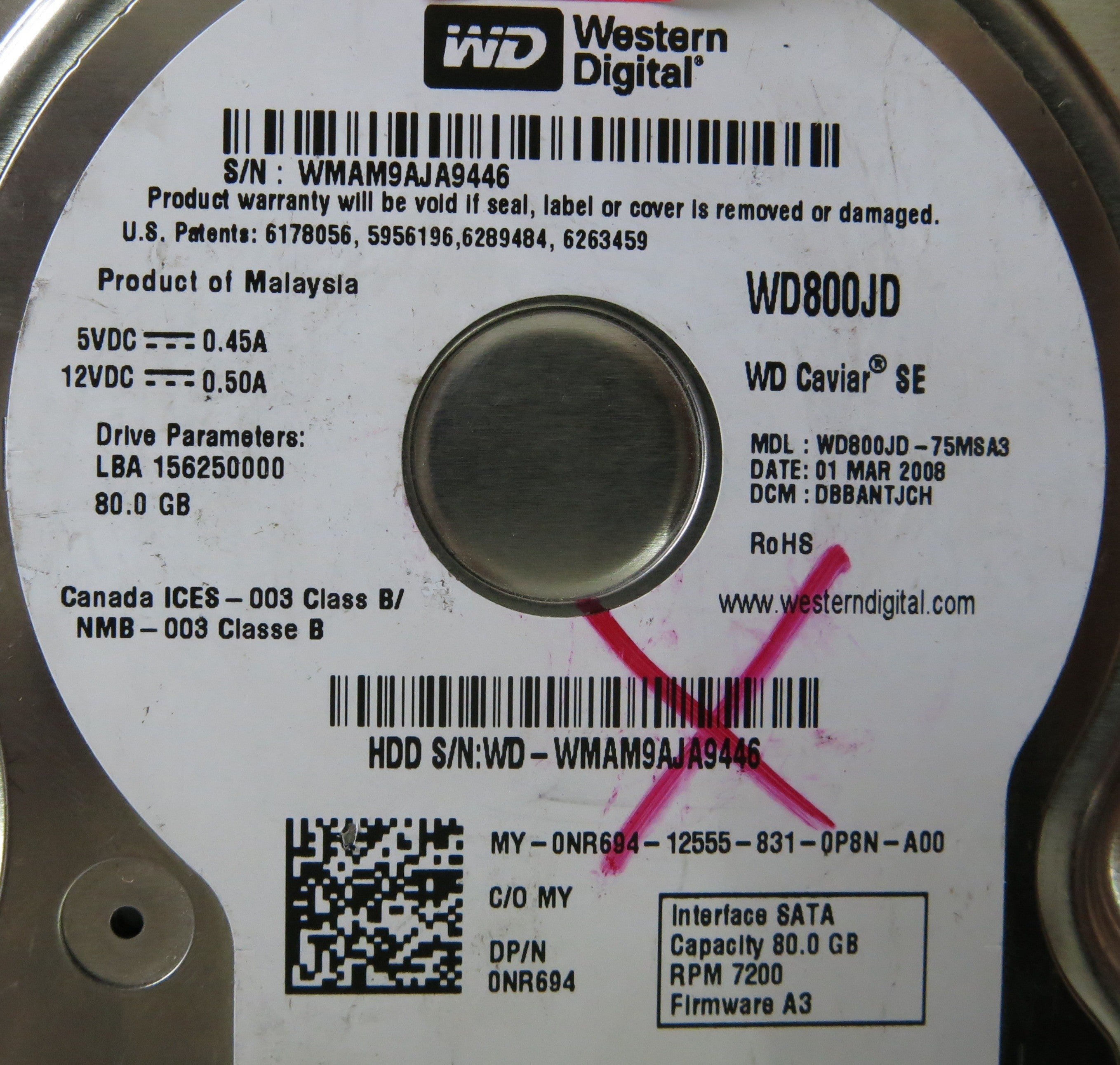 WESTERN DIGITAL WD800JD-75MSA3 2060-701335-005 REV A PCB