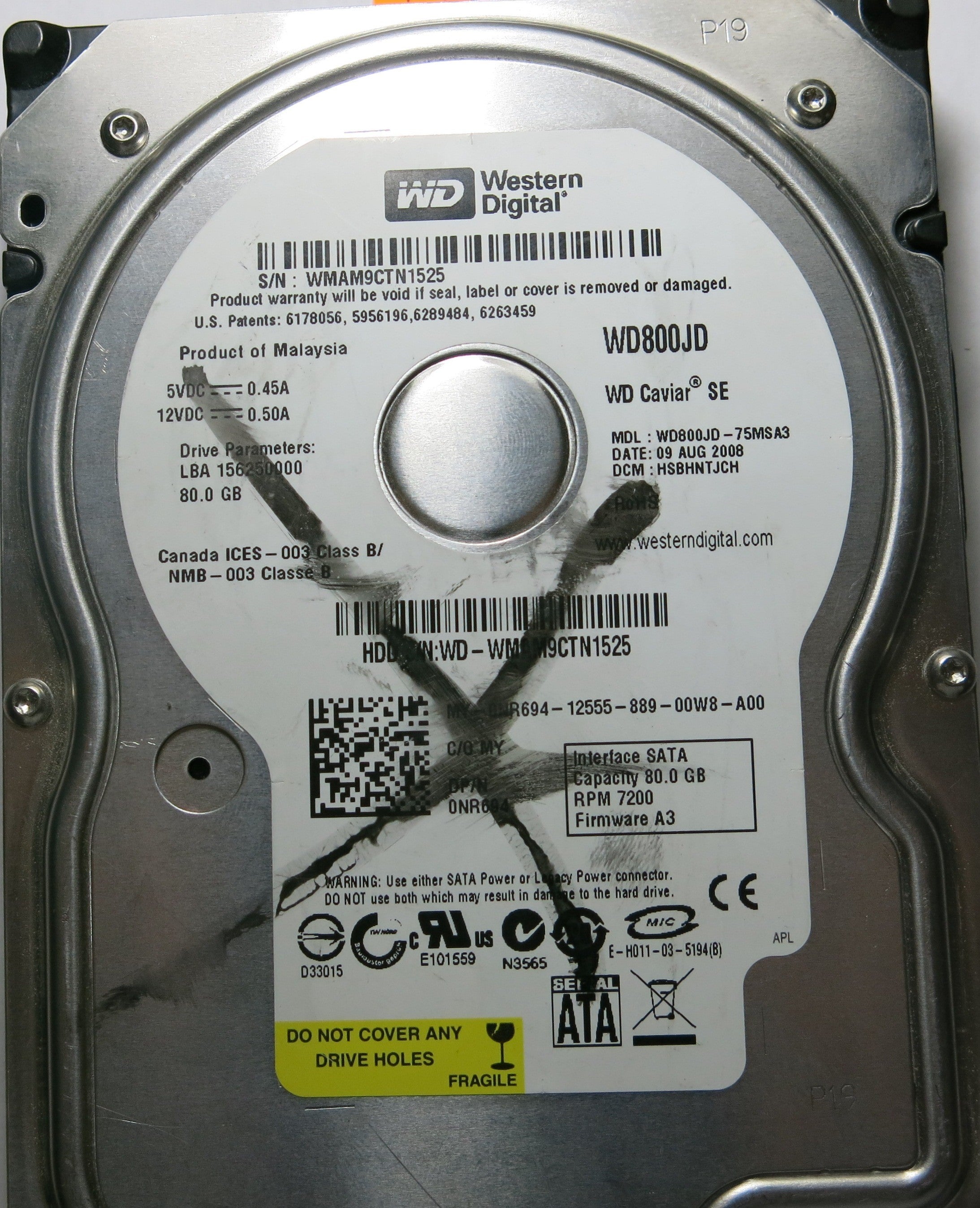 WESTERN DIGITAL WD800JD-75MSA3 2060-701335-006 REV A  PCB