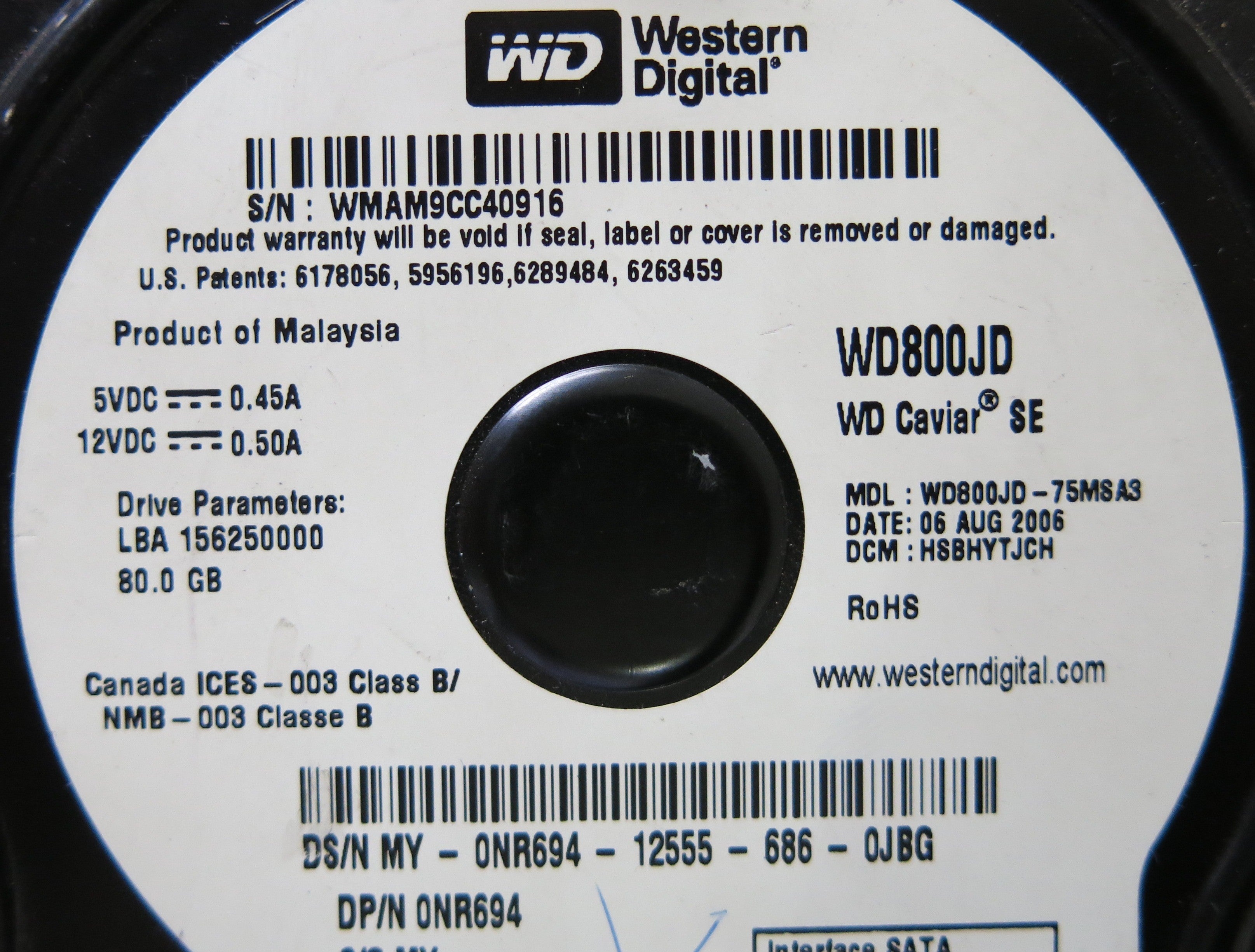 WESTERN DIGITAL WD800JD-75MSA3 PCB 2060-701335-005 REV A