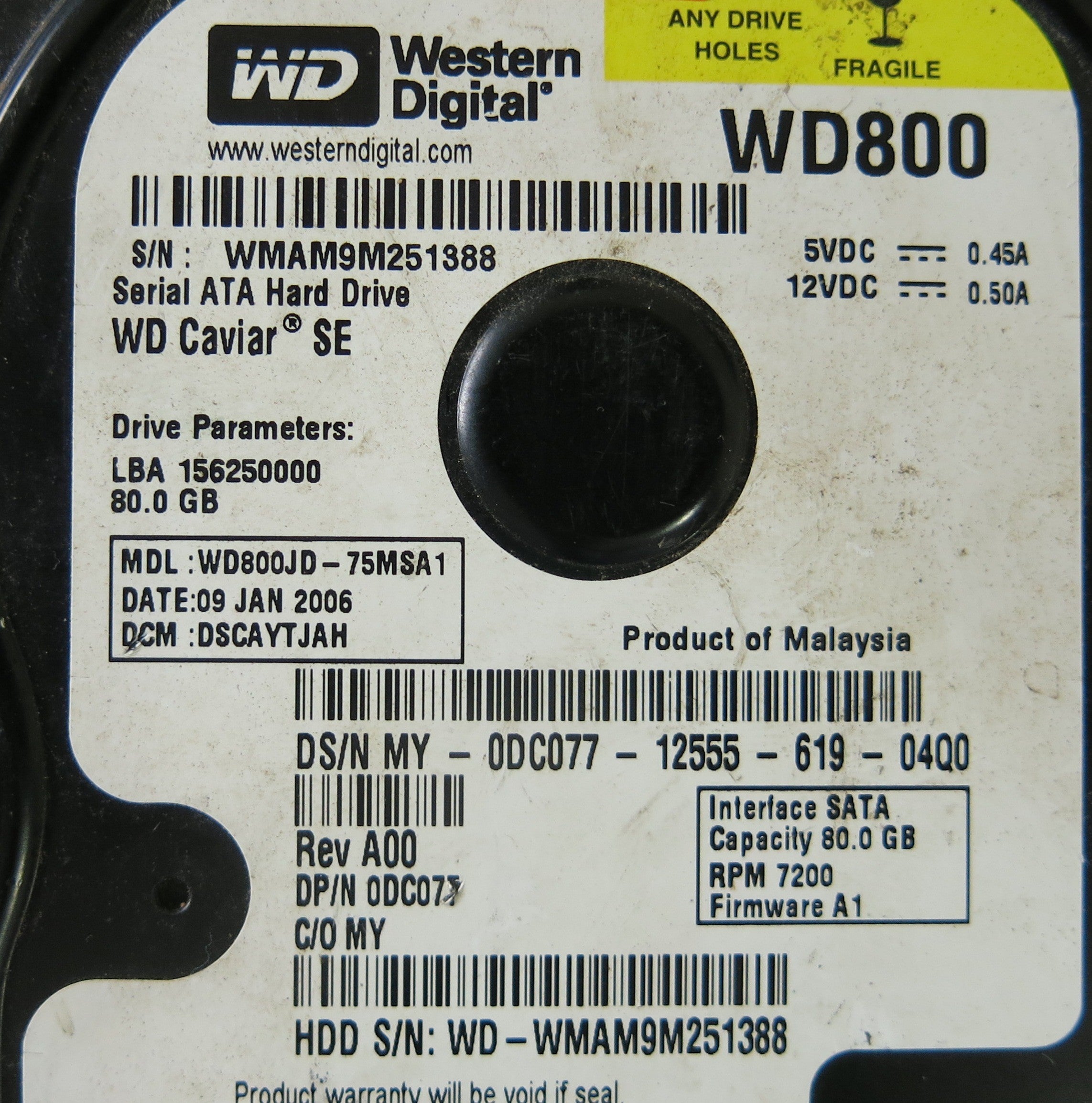 WESTERN DIGITAL WD800JD-75SA1 2060-701335-005 REV A PCB